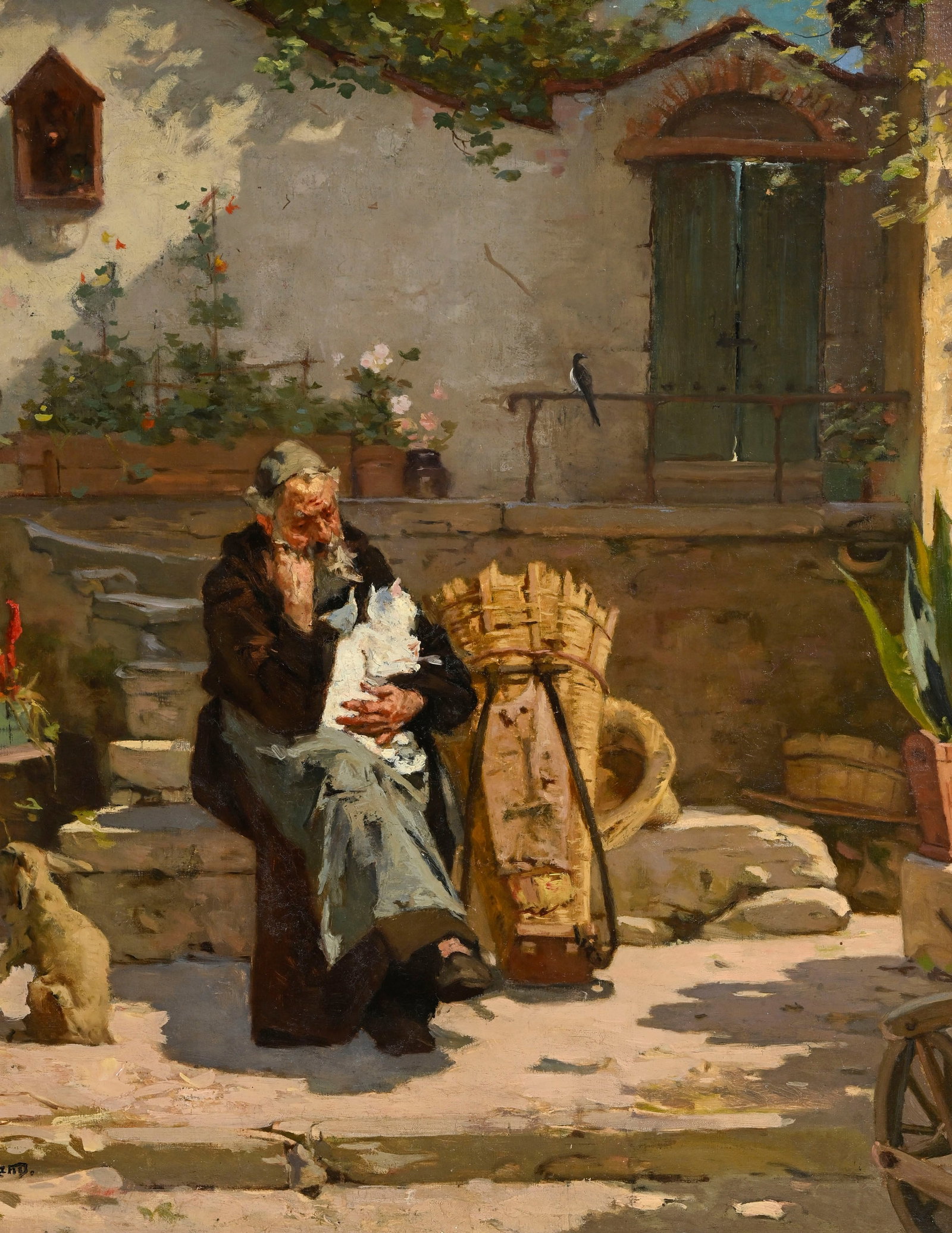 Simon Durand (1838-1896), Moine Capucin dans son jardin, huile sur toile, signée, 95x119 cm Pr - 3