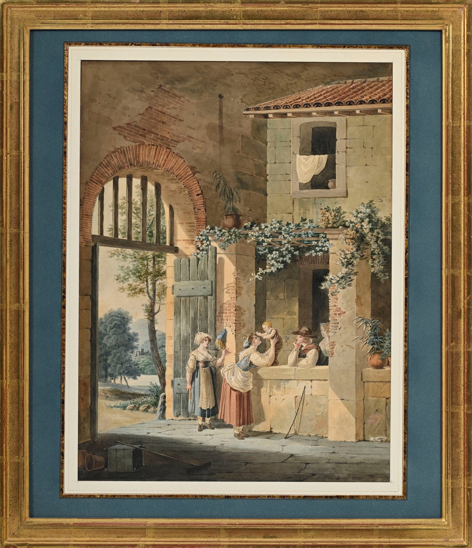 Sigmund Freudenberger (1745-1801), "La visite" et "Les premiers pas", 2 aquarelles sur papier, sign& - 3