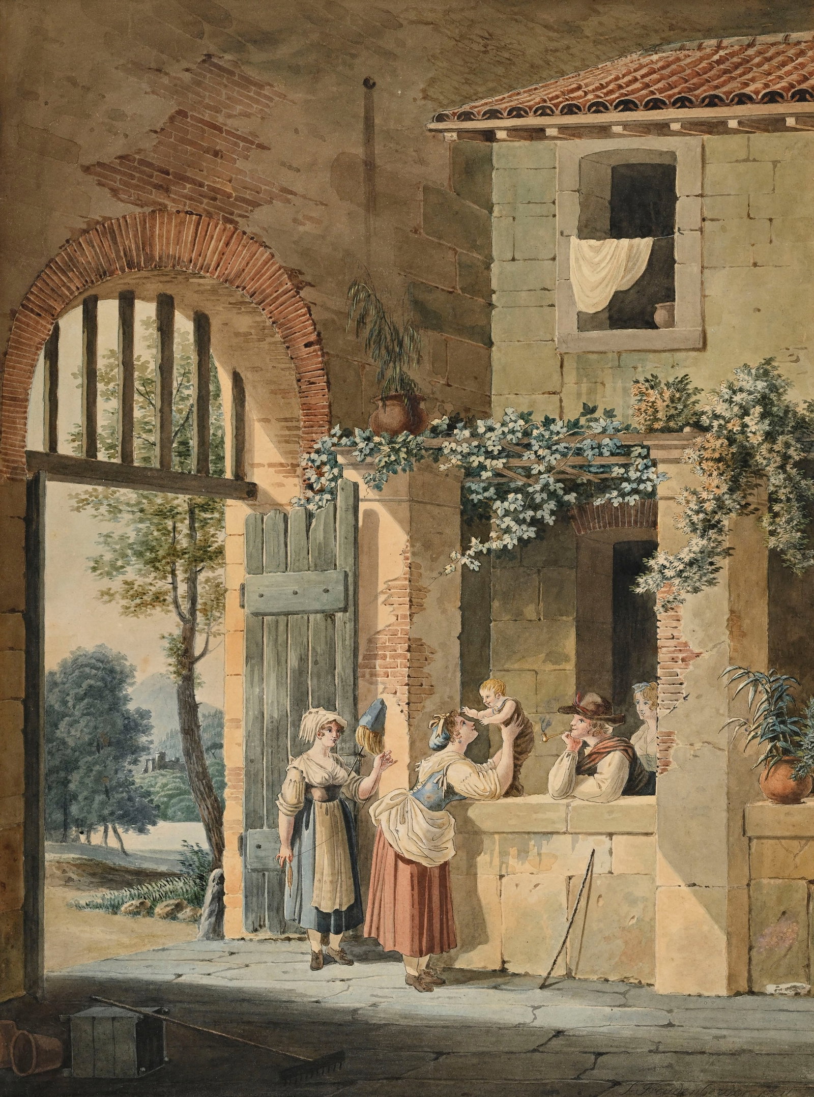 Sigmund Freudenberger (1745-1801), "La visite" et "Les premiers pas", 2 aquarelles sur papier, sign& - 5