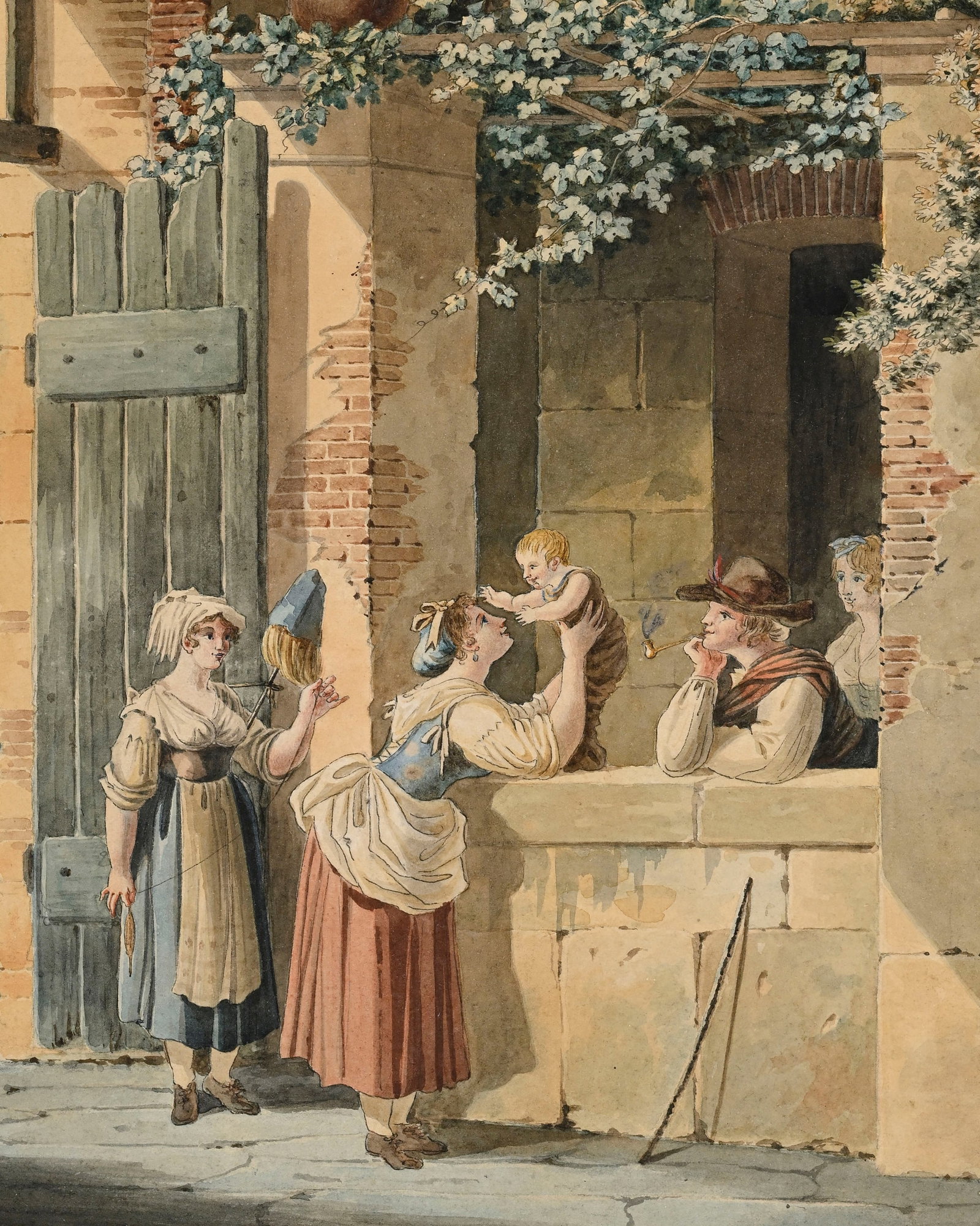 Sigmund Freudenberger (1745-1801), "La visite" et "Les premiers pas", 2 aquarelles sur papier, sign& - 7