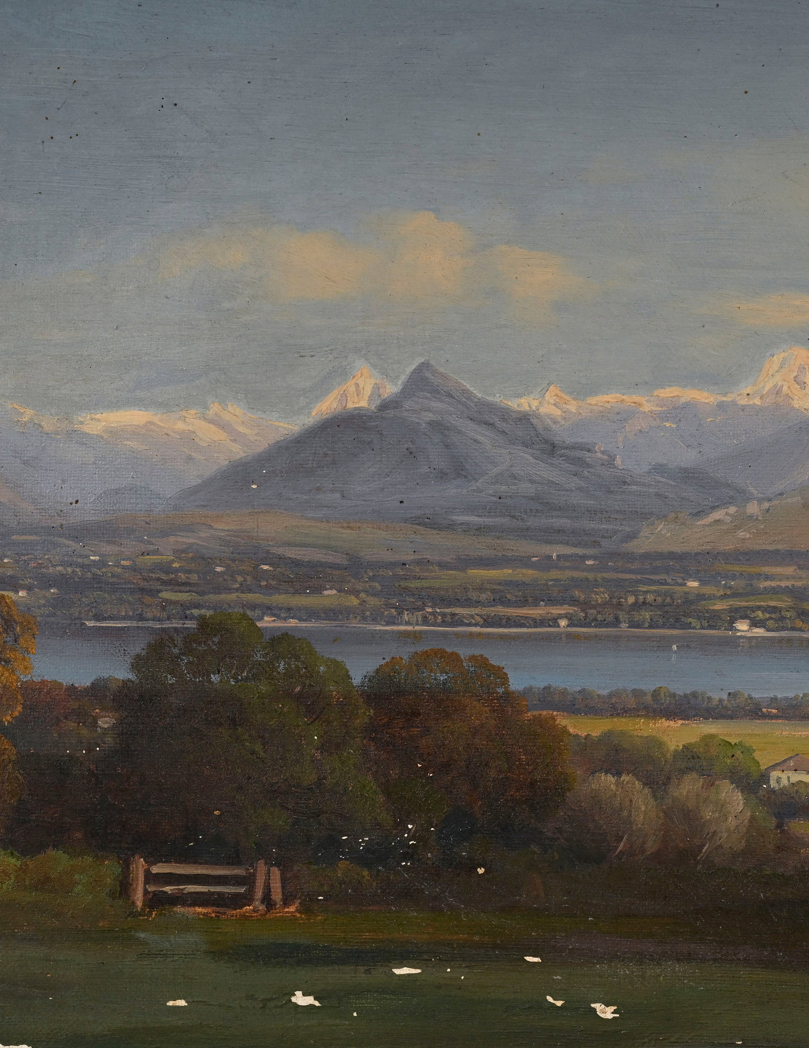 Jean-Philippe George-Julliard (1818-1888), Le lac Léman et Genève, huile sur toile, sign&# - 3