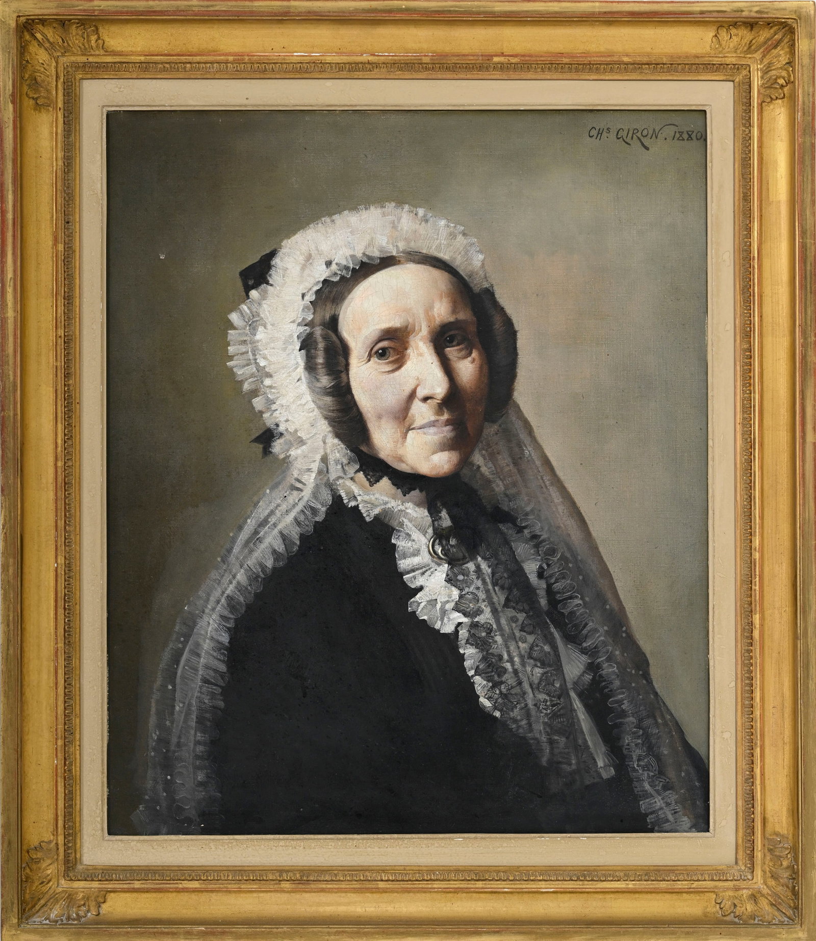 Charles Giron (1850-1914), Portrait d'une femme, 1880, huile sur toile, signée et datée, 6 - 2