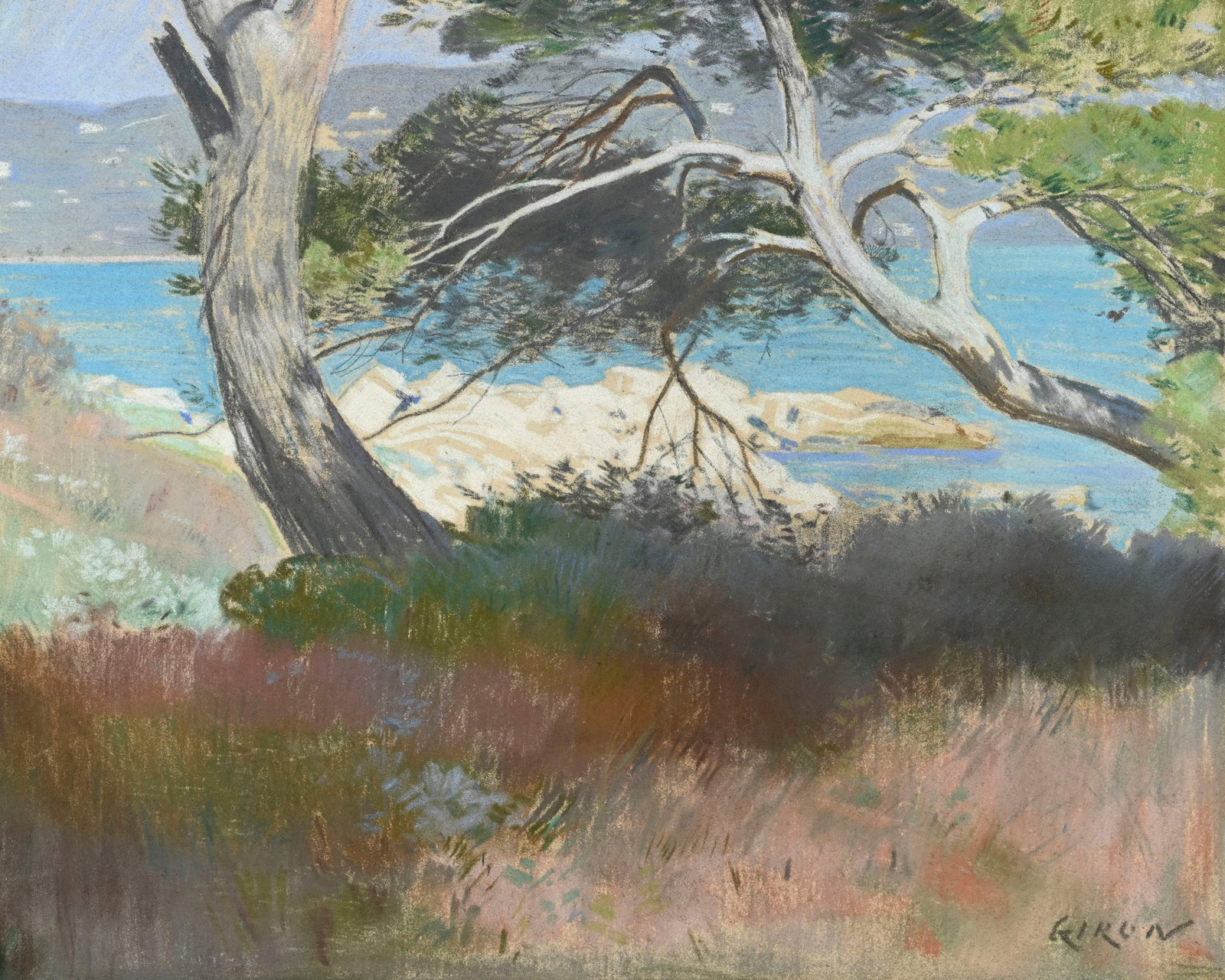 Charles Giron (1850-1914), Paysage du Sud de la France, pastel sur papier, signé, 31,5x39,5 cm  (1 of 5)