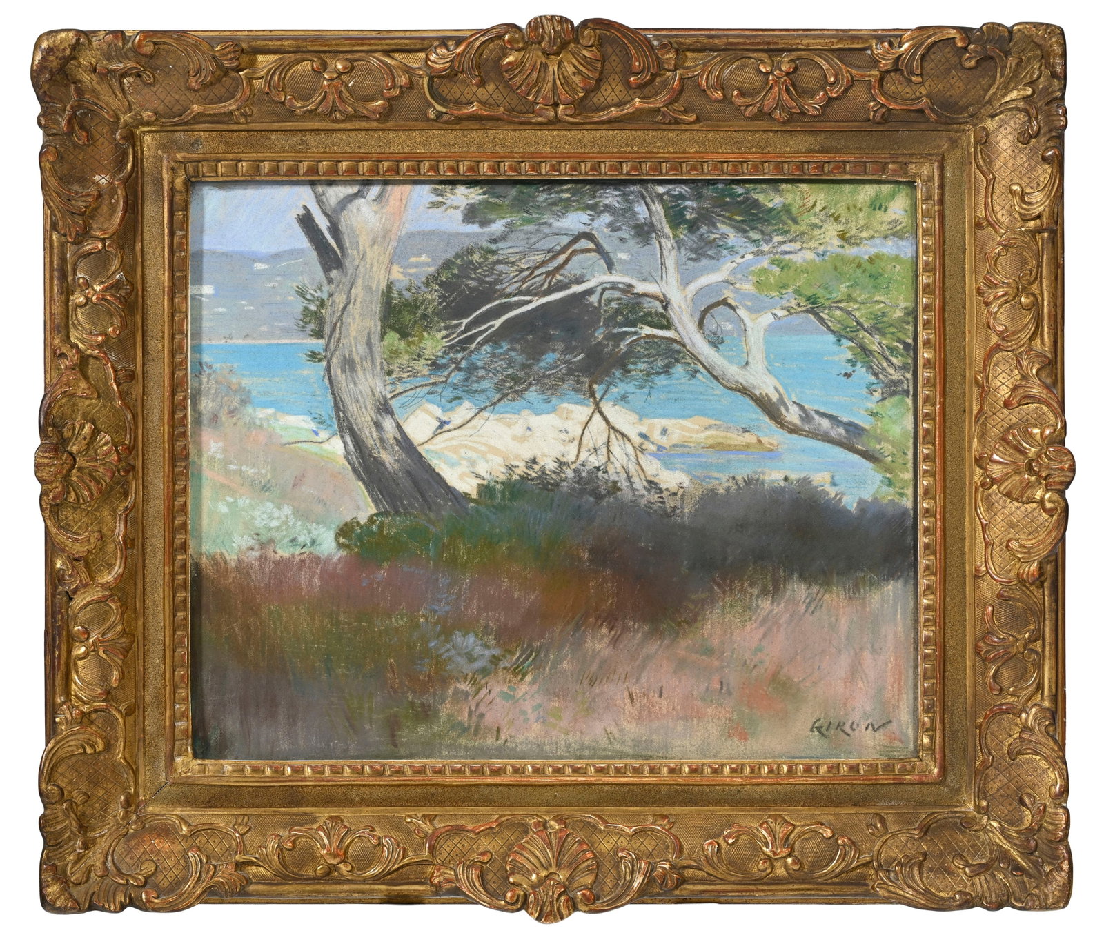 Charles Giron (1850-1914), Paysage du Sud de la France, pastel sur papier, signé, 31,5x39,5 cm  - 2