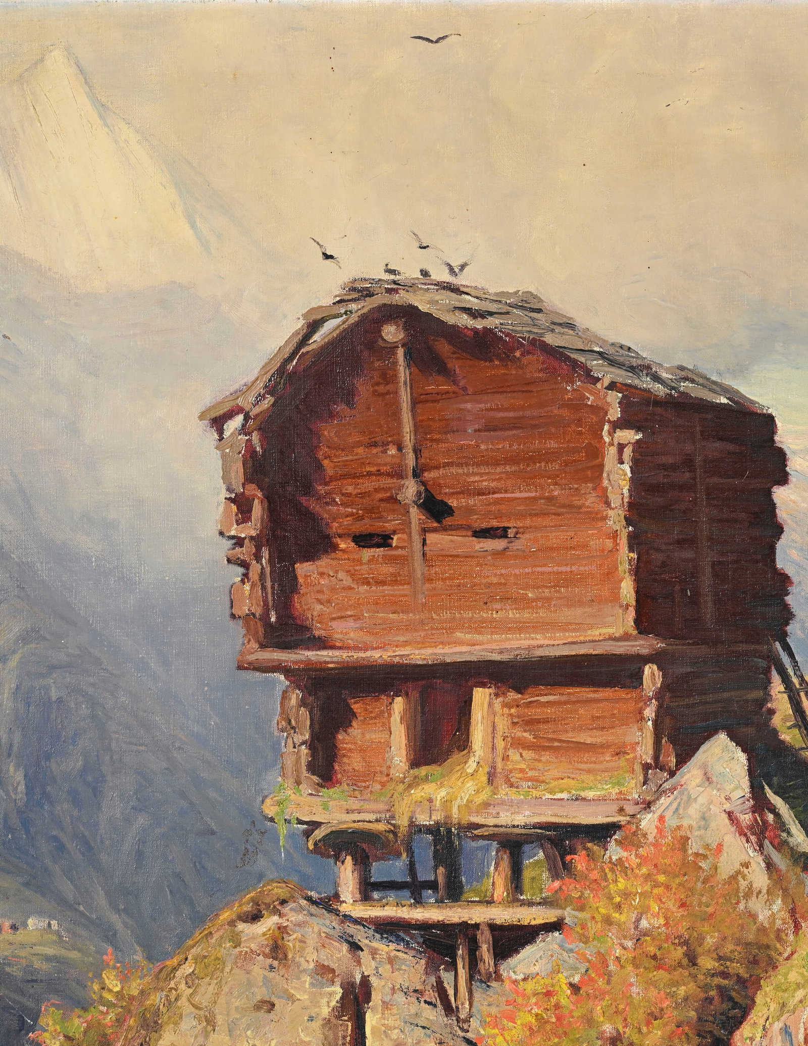Albert Gos (1852-1942), Raccard dans la montagne, huile sur toile, signée, 75x68 cm Proven - 2