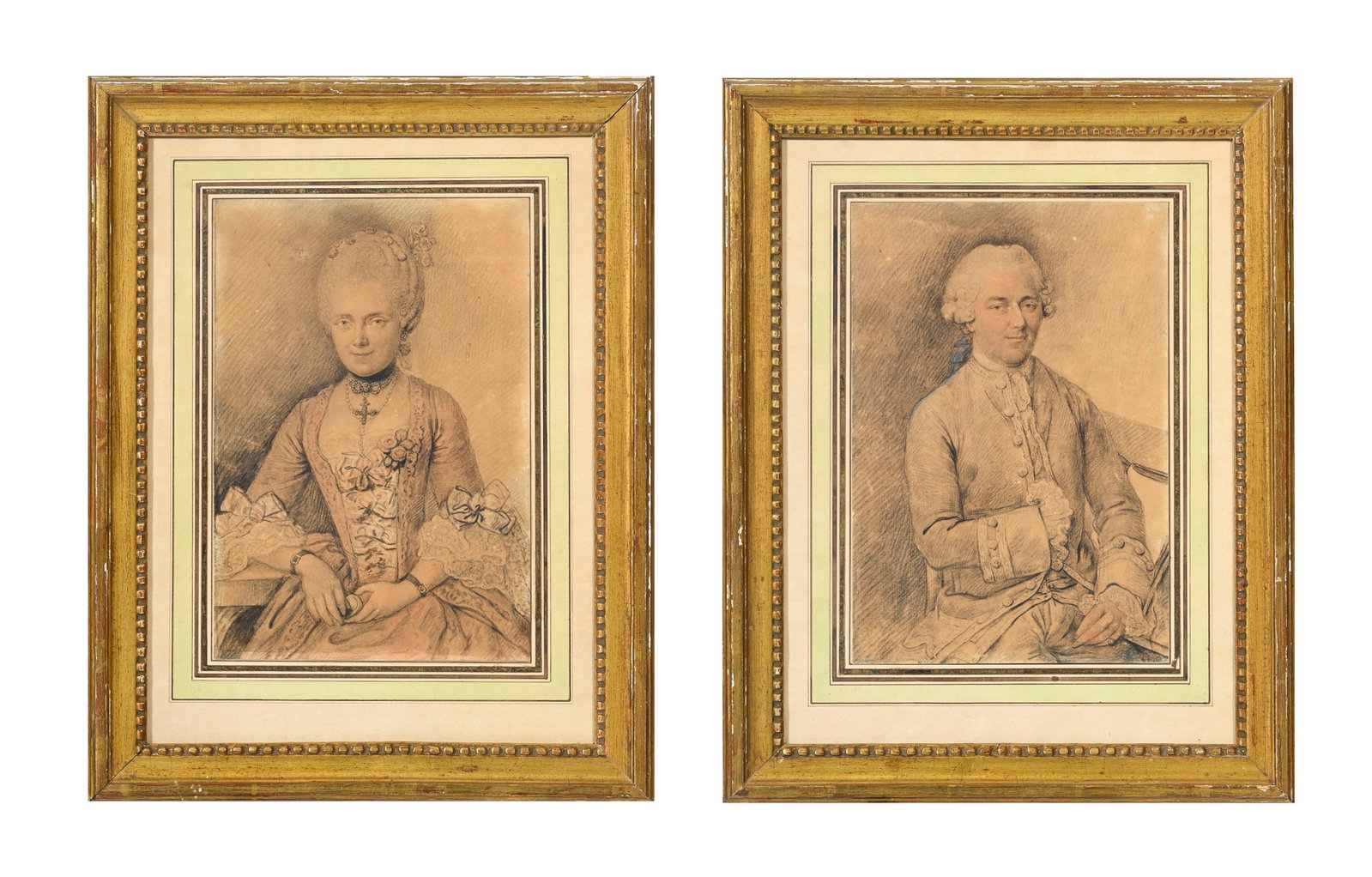 Jean Étienne Liotard (1702-1789), suiveur de, Portrait d'un gentilhomme et Portrait d'une é (1 of 9)