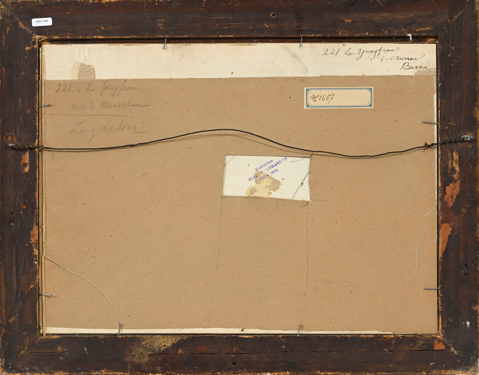 Albert Lugardon (1827-1909), "La Jungfrau vue de Murren", huile sur papier, signée, 37x50,5 cm  - 5