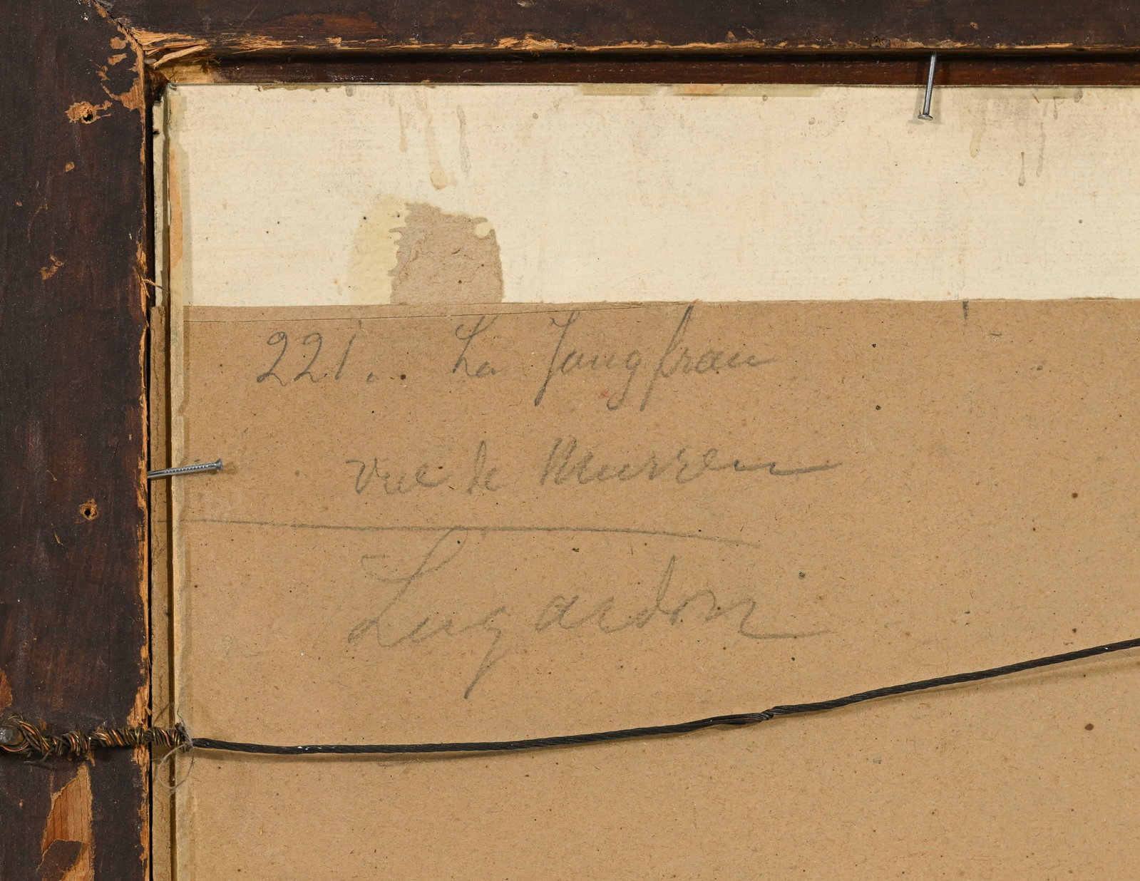 Albert Lugardon (1827-1909), "La Jungfrau vue de Murren", huile sur papier, signée, 37x50,5 cm  - 6