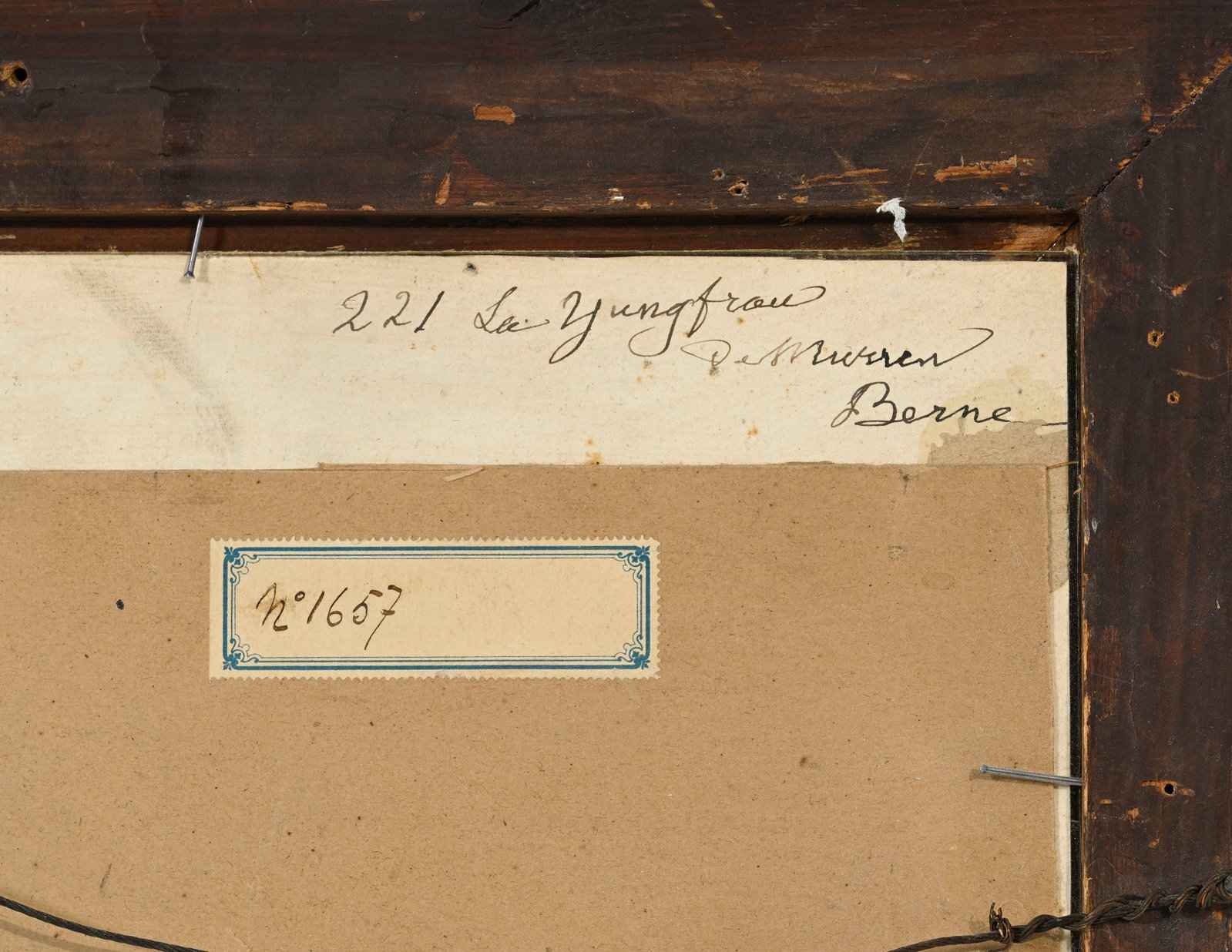 Albert Lugardon (1827-1909), "La Jungfrau vue de Murren", huile sur papier, signée, 37x50,5 cm  - 7