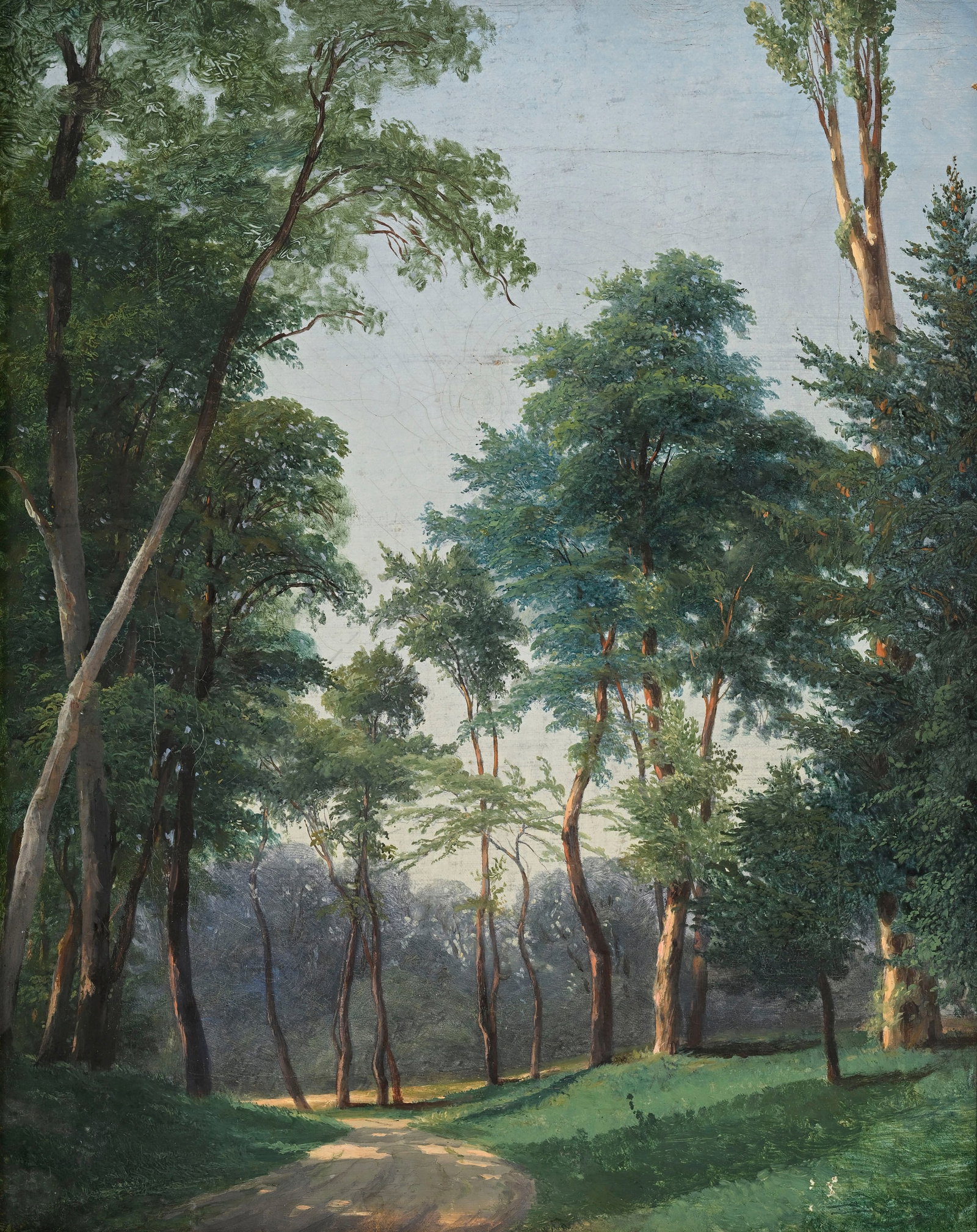 Jean-Baptiste Muntzberger (1794-1878), Chemin arboré, huile sur toile, 31,5x25 cm: Jean-Baptiste Muntzberger (1794-1878), Chemin arboré, huile sur toile, 31,5x25 cm Condition Petits lacunes, notamment dans l'angle supérieur droit et la partie inférieure droite