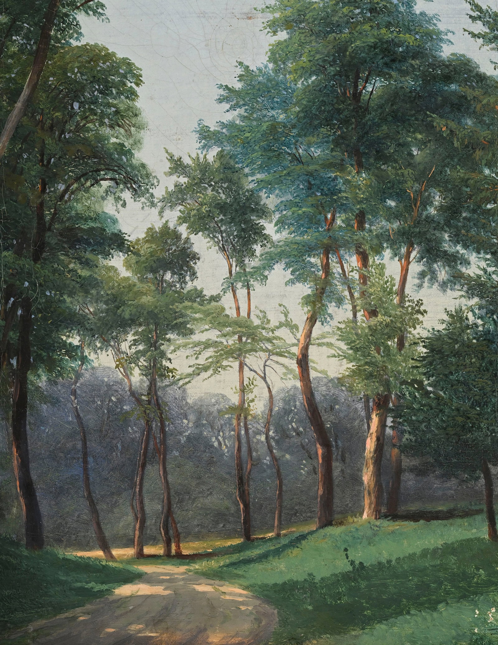 Jean-Baptiste Muntzberger (1794-1878), Chemin arboré, huile sur toile, 31,5x25 cm - 3