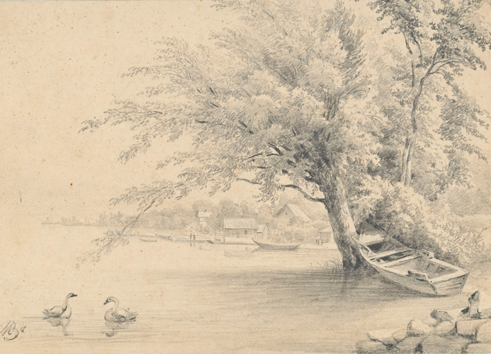 Jean-Baptiste Muntzberger (1794-1878), Paysages, ensemble de 7 œuvres sur papier, monogramm - 2