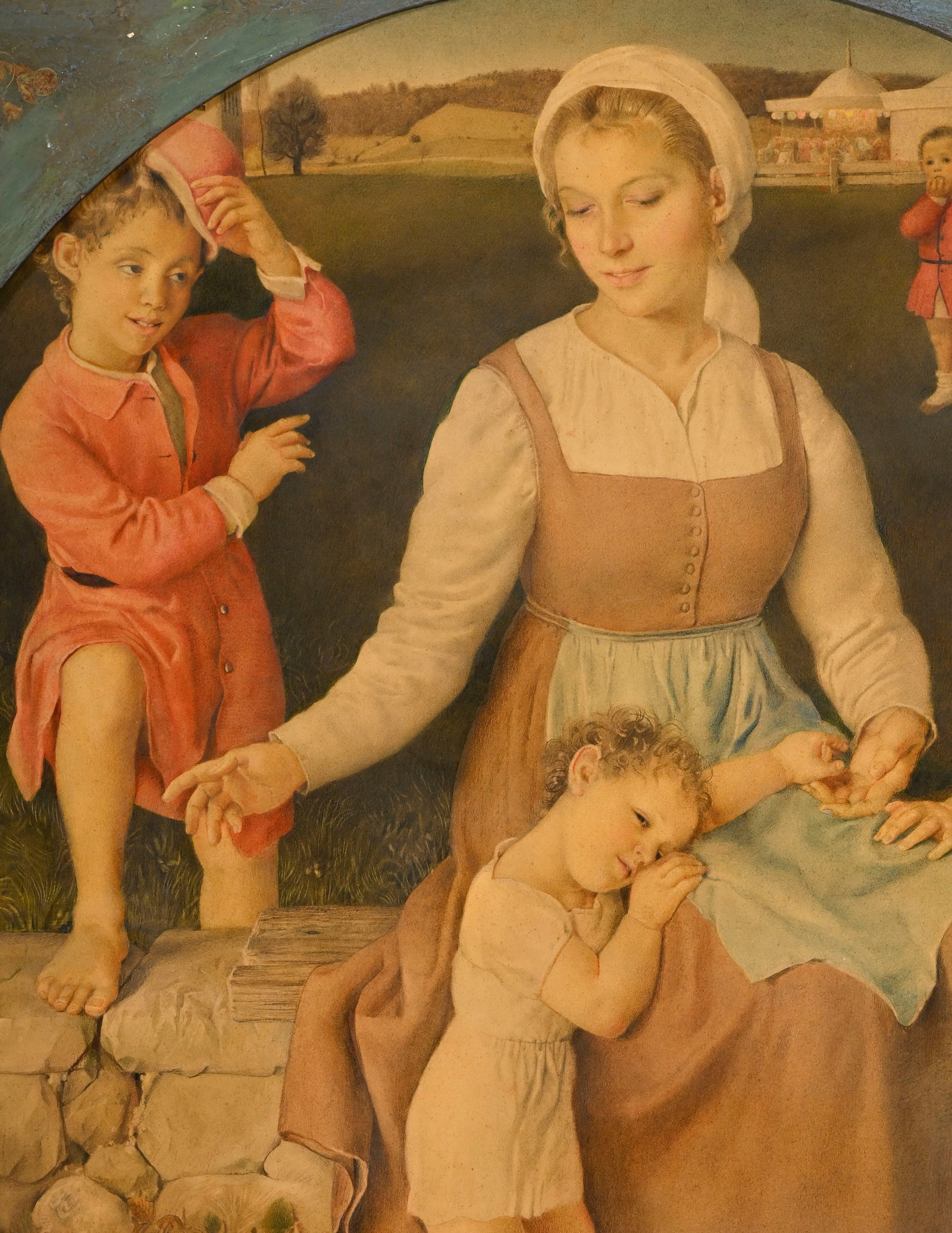Louis Charles Rivier (1885-1963), "Mutter Maria mit Kindern", 1945, crayon de couleurs sur carton, s - 3