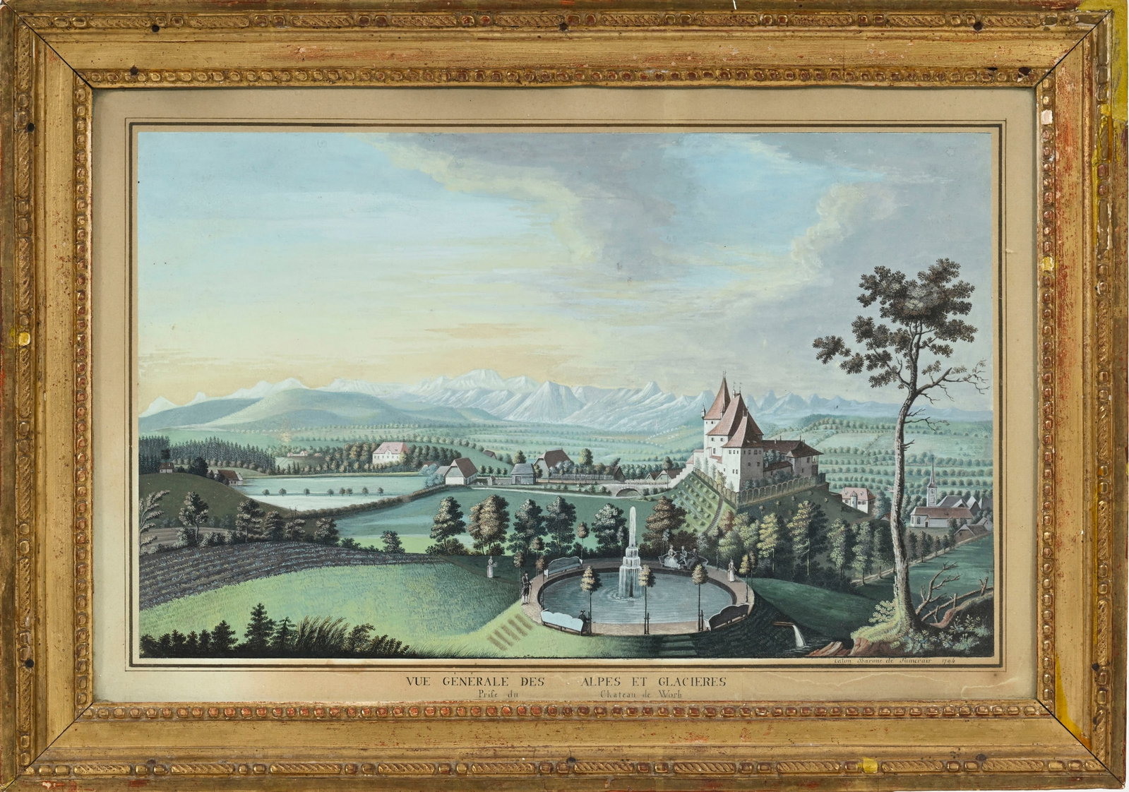 Ecole suisse de la fin du XVIIIe s., Vue générale des Alpes et Glacières prise du Ch& - 2