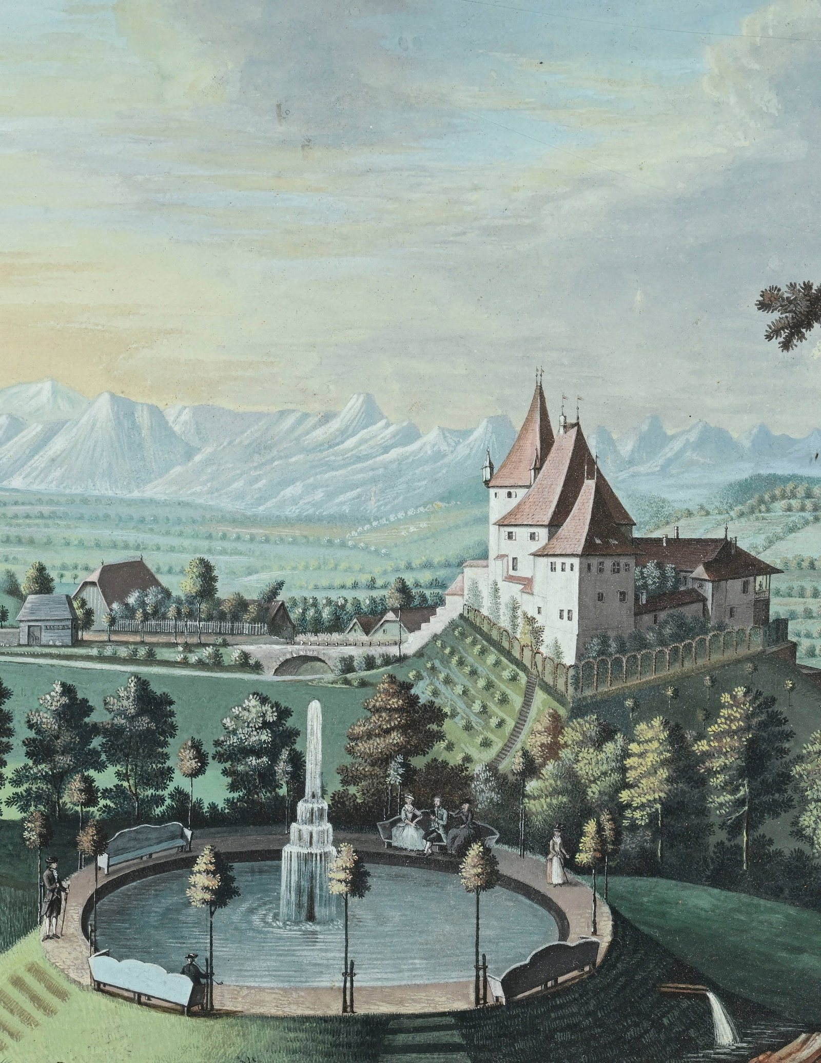 Ecole suisse de la fin du XVIIIe s., Vue générale des Alpes et Glacières prise du Ch& - 3