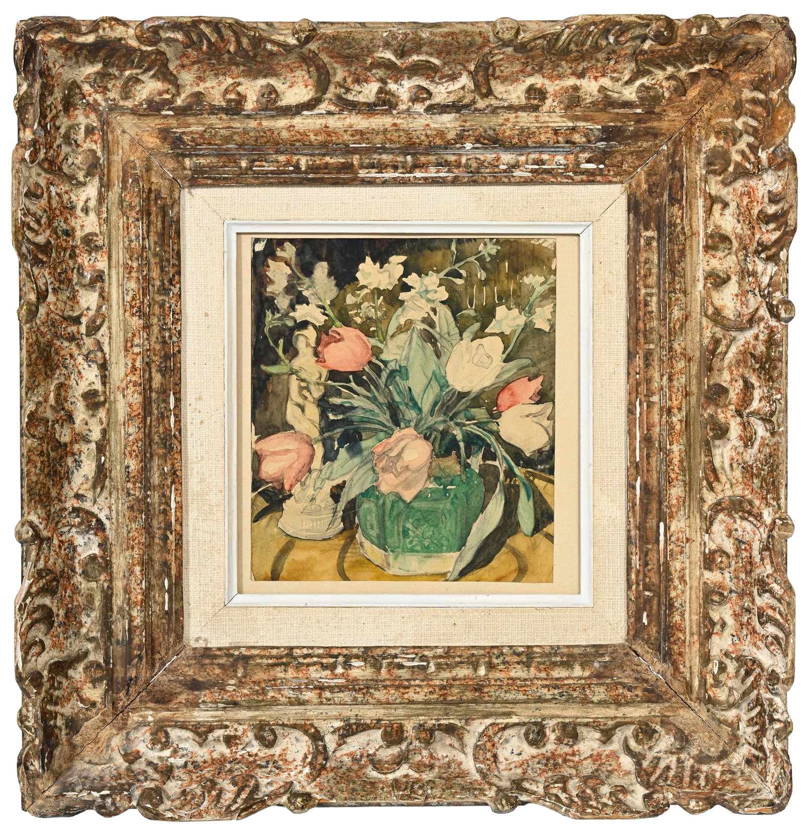 Albert André (1869-1954), Bouquet de fleurs, aquarelle sur papier, signée au verso, 21,5x1 - 2