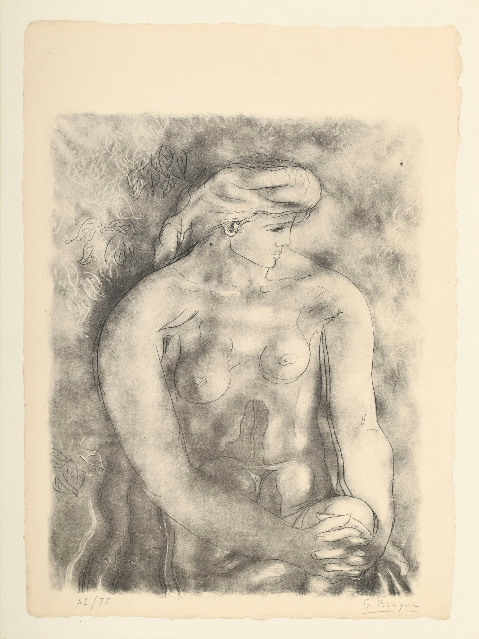 Georges Braque (1882-1963), d'après, Nu aux feuilles, lithographie, signée dans la plaque, (1 of 6)