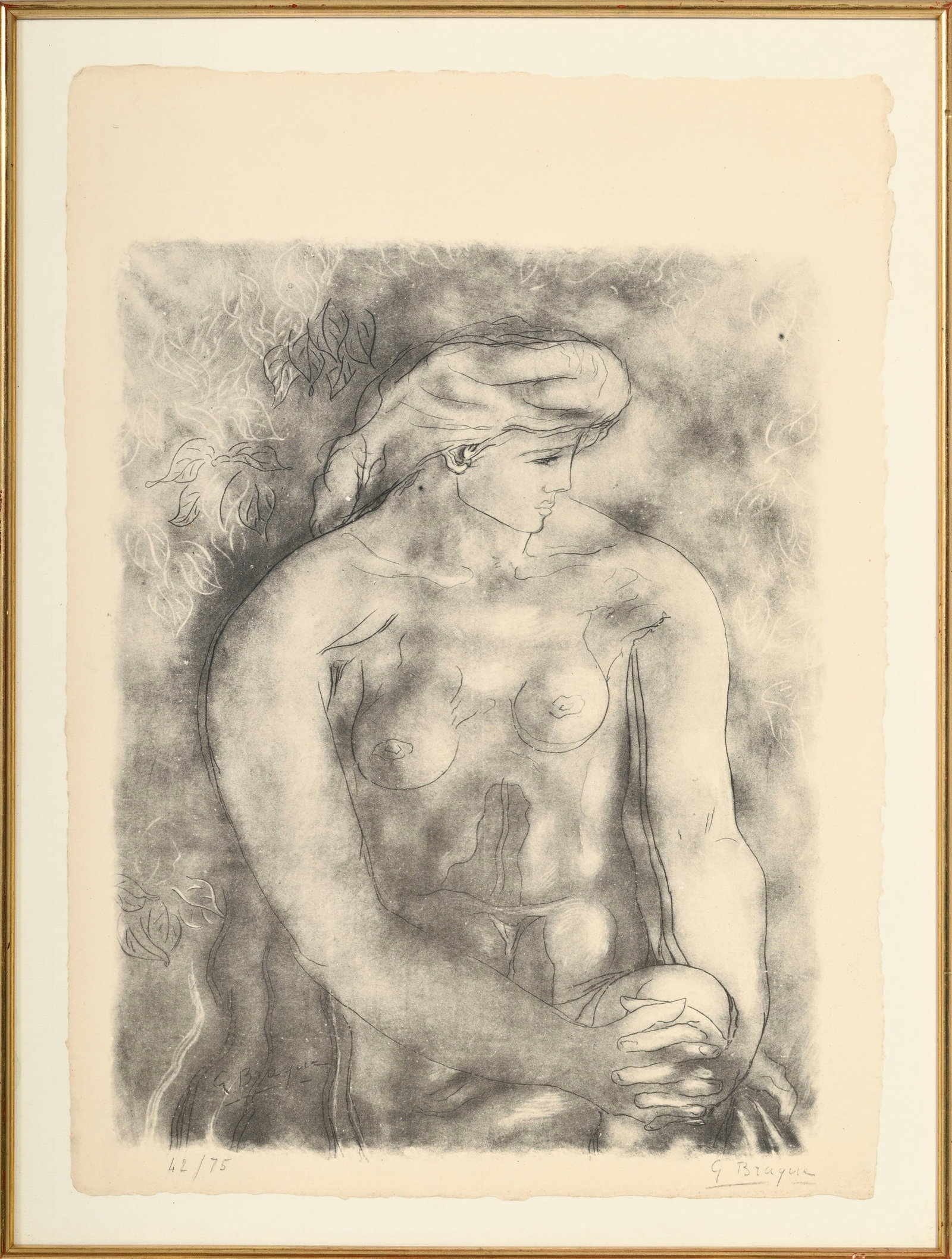 Georges Braque (1882-1963), d'après, Nu aux feuilles, lithographie, signée dans la plaque, - 2