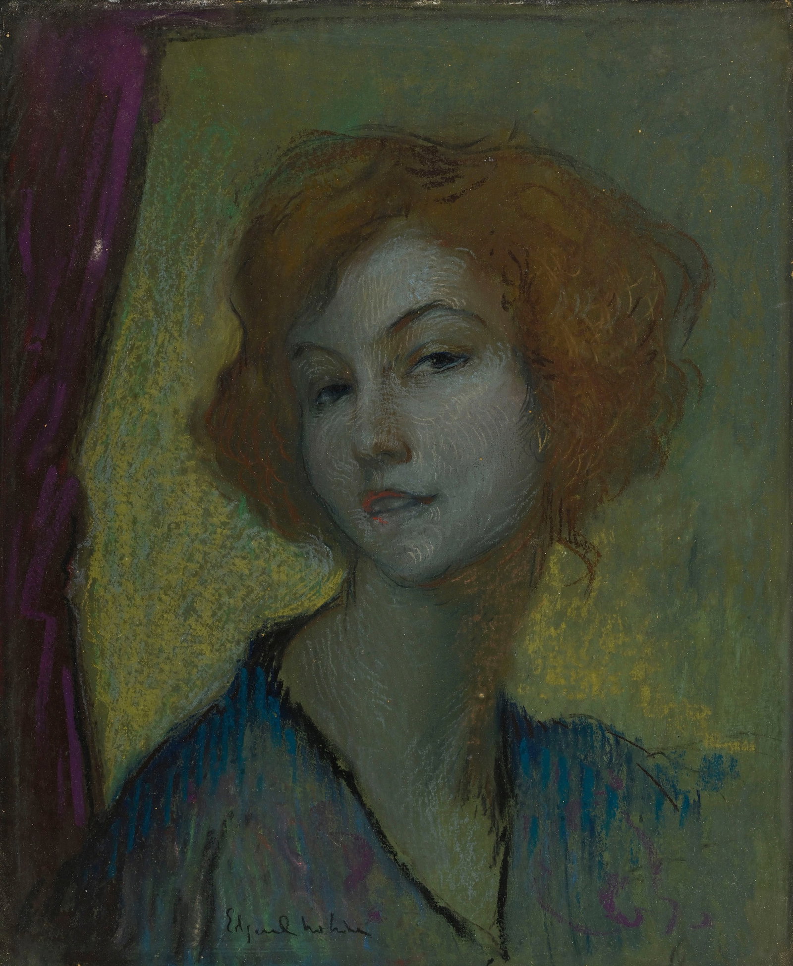 Edgar Chahine (1874-1947), Portrait de femme, pastel sur papier, signé, 44,5x36,5 cm (à vu (1 of 5)