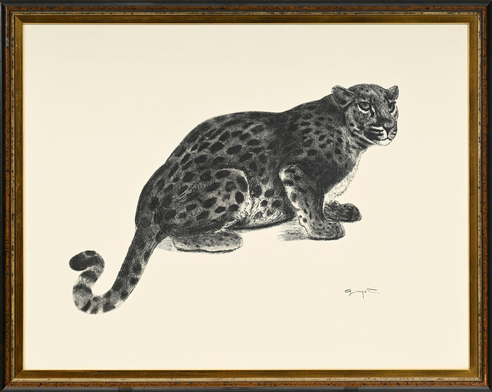 Georges Lucien Guyot (1885-1972), "Jaguar aux aguets", eau-forte, signée dans la plaque, 50,5x6 - 2