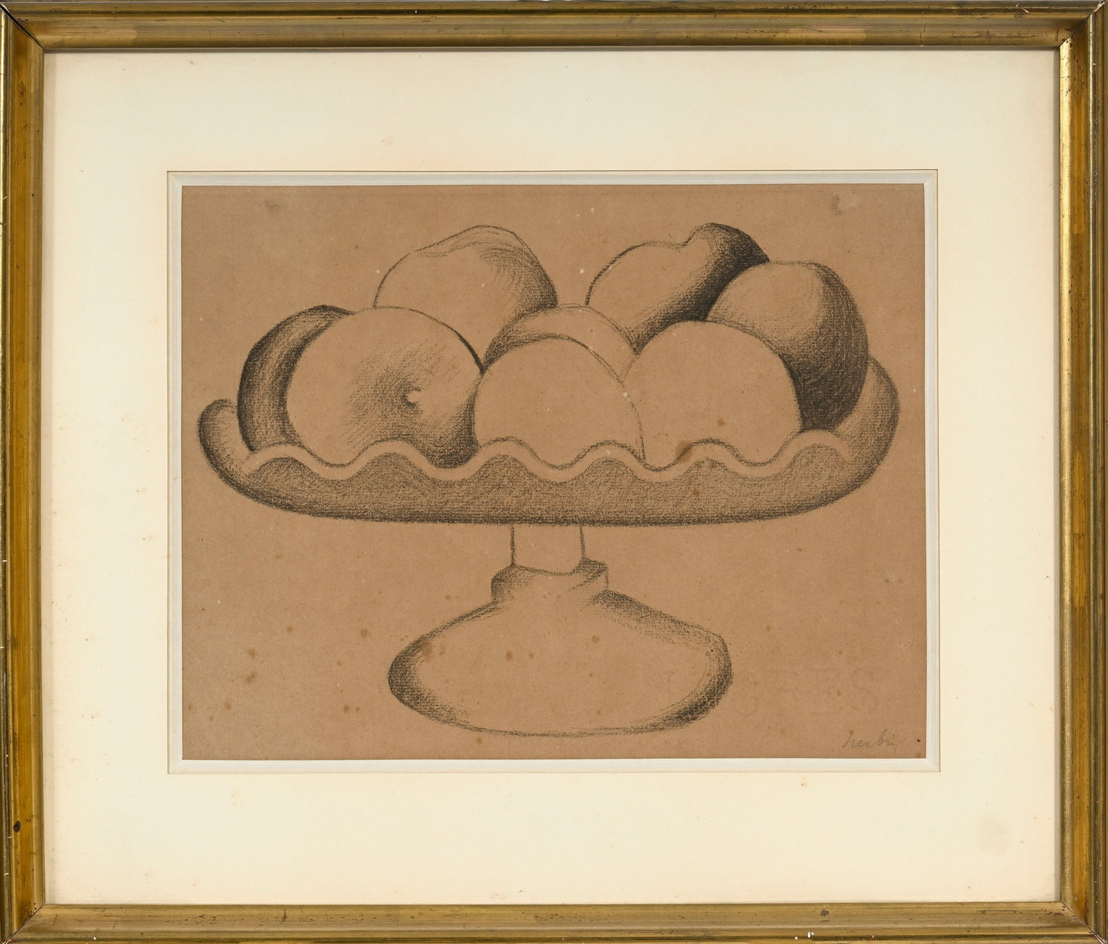 Auguste Herbin (1882-1960), Nature morte aux fruits dans une coupe, crayon sur papier, signé, 2 - 2