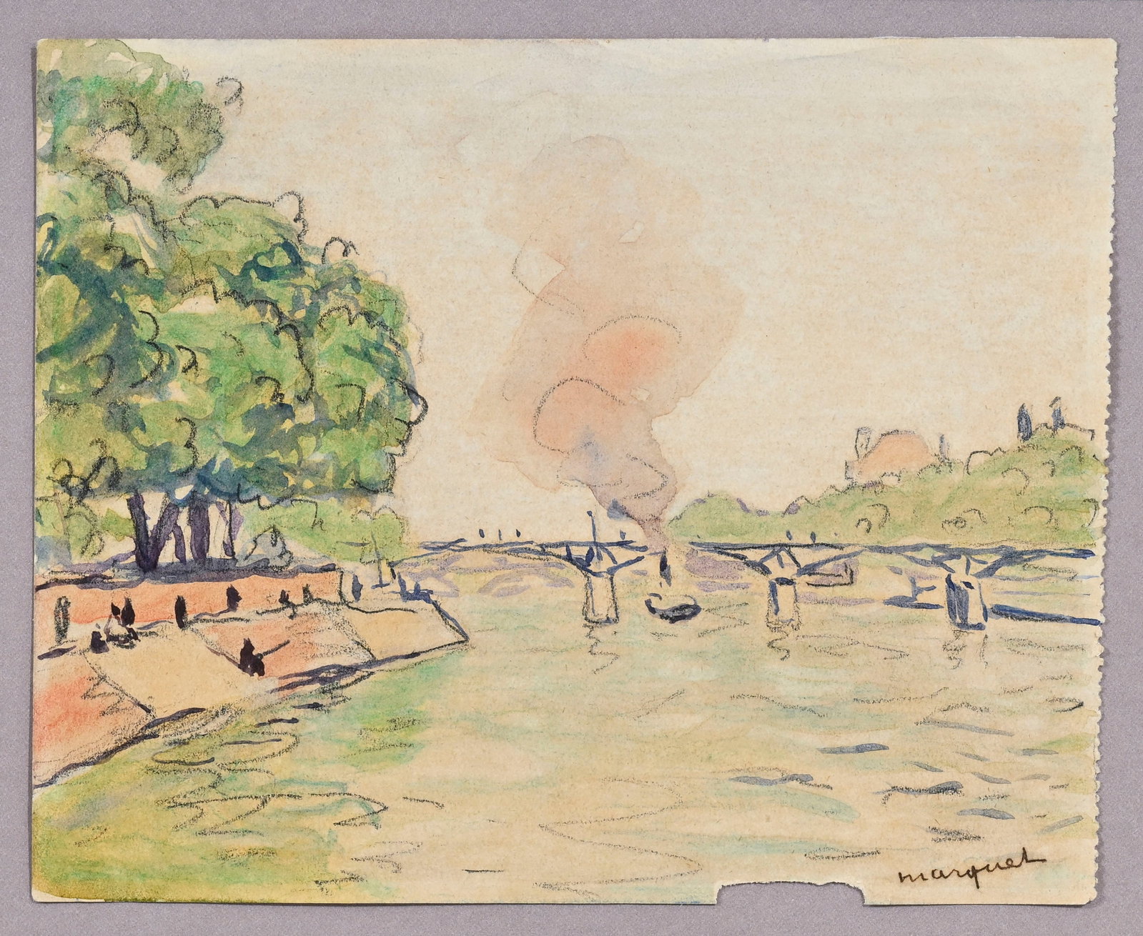 Albert Marquet (1875-1947), "Le Pont des Arts", c. 1945-1946, aquarelle et crayon sur papier, sign&# (1 of 5)