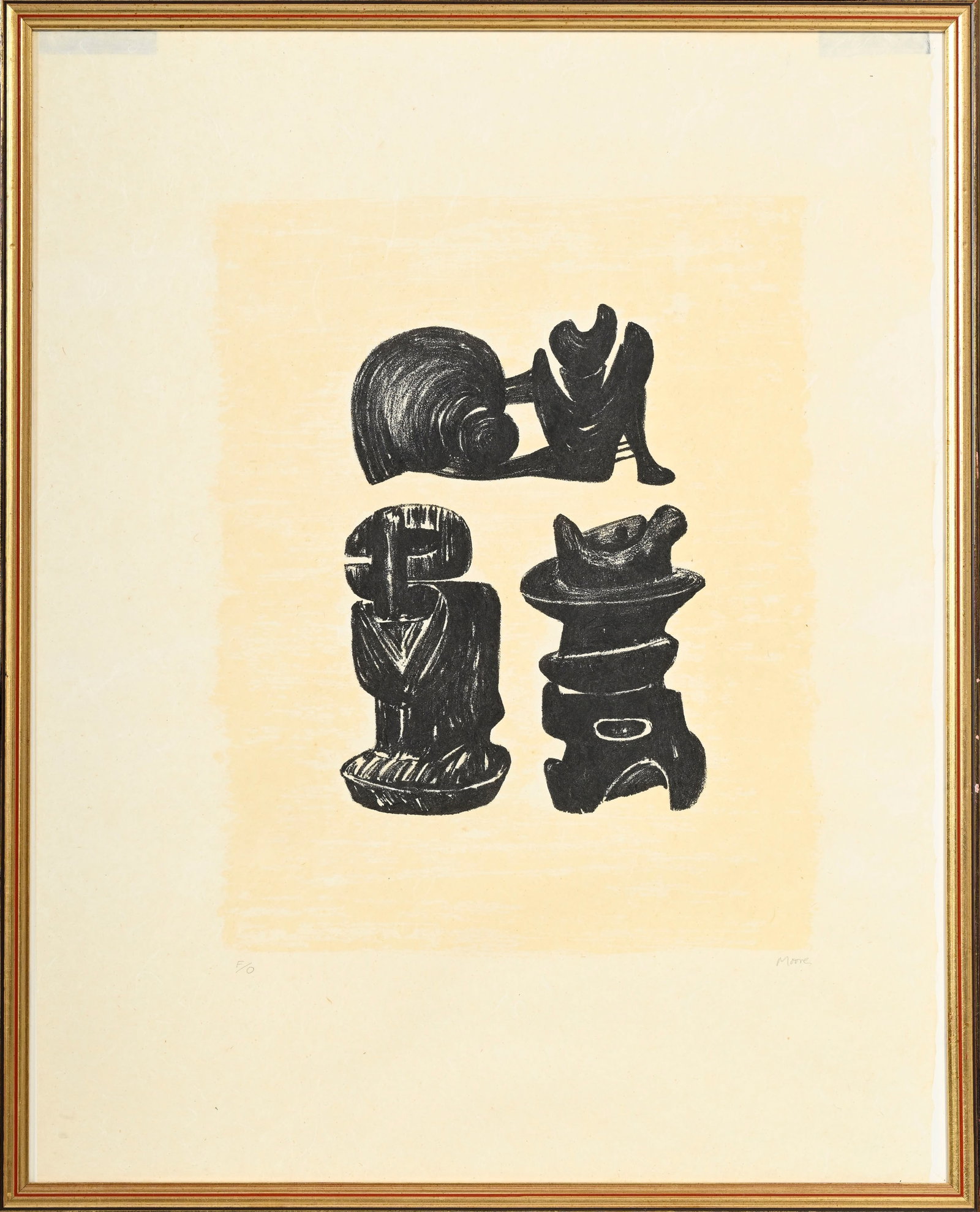 Henry Moore (1898-1986), "3 sculptural forms", 1973, lithographie sur papier Japon, signée et n - 2