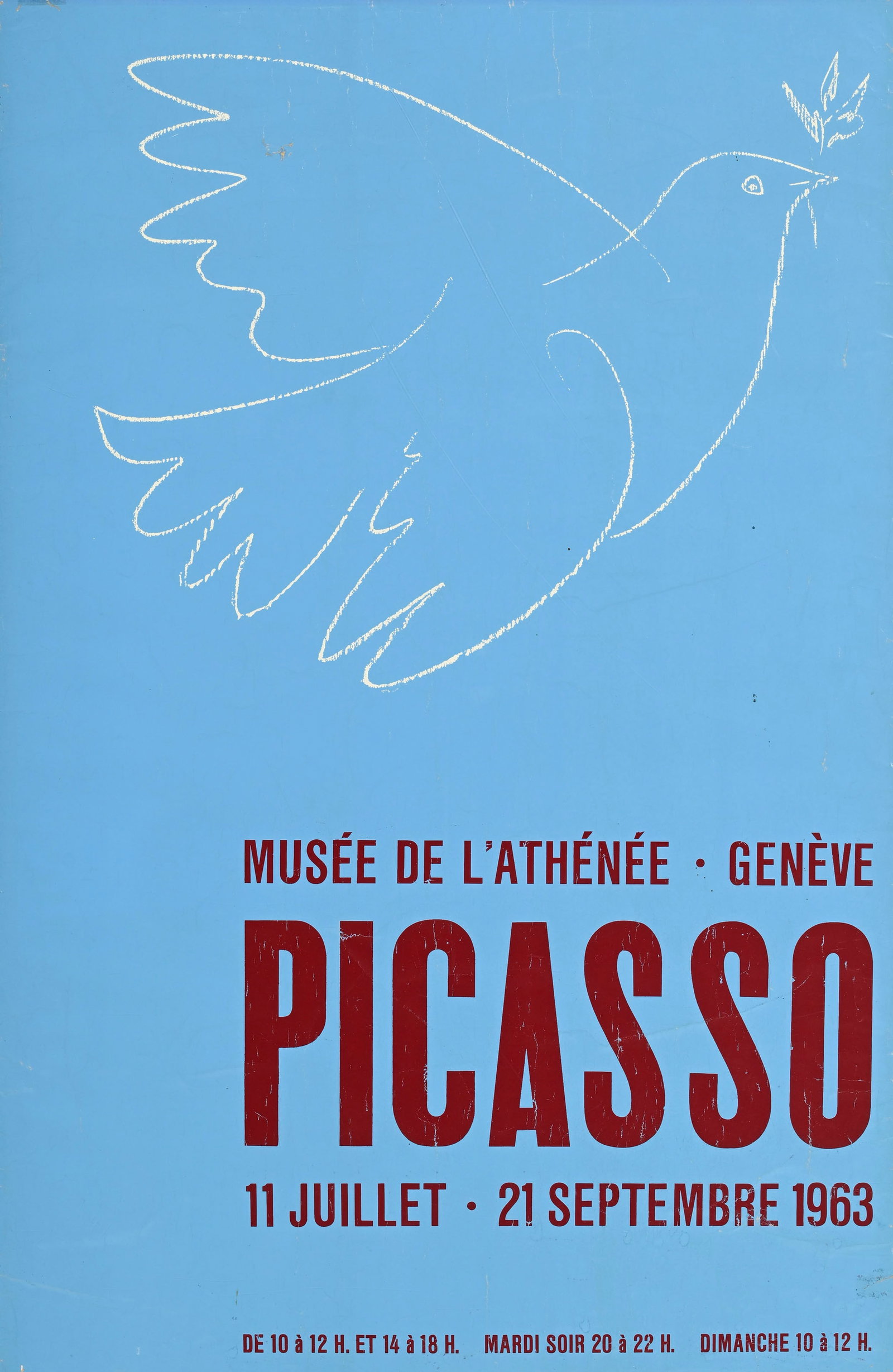 Pablo Picasso (1881-1973), d'après, Affiche pour le Musée de l'Athénée, \[1963\]: Pablo Picasso (1881-1973), d'après, Affiche pour le Musée de l'Athénée, [1963], 99x65 cm (à vue) Condition Minimes salissures et usures