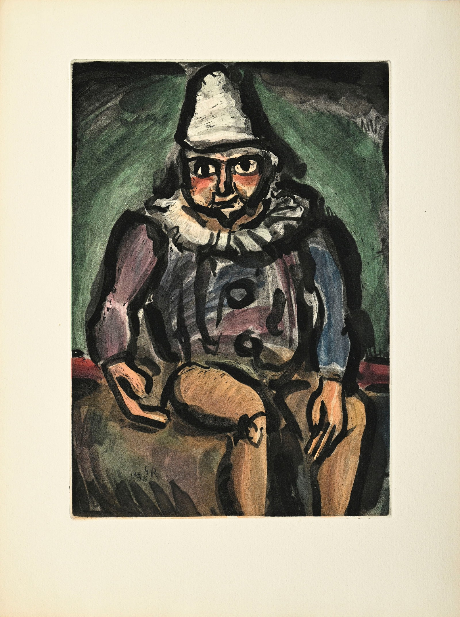 Georges Rouault (1871-1958), d'après, ensemble de 5 lithographies en noir et blanc et couleur, : Georges Rouault (1871-1958), d'après, ensemble de 5 lithographies en noir et blanc et couleur, de 32,5x22,5 cm à 56x41,5 cm 1 - "Qui ne se grime pas", 1923 2 - "Il arrive parfois que la rout