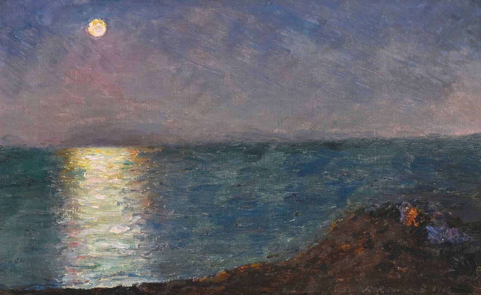 Alexandre Roubtzoff (1884-1949), Bord de mer au lever de lune, 1916, huile sur toile marouflée  (1 of 6)