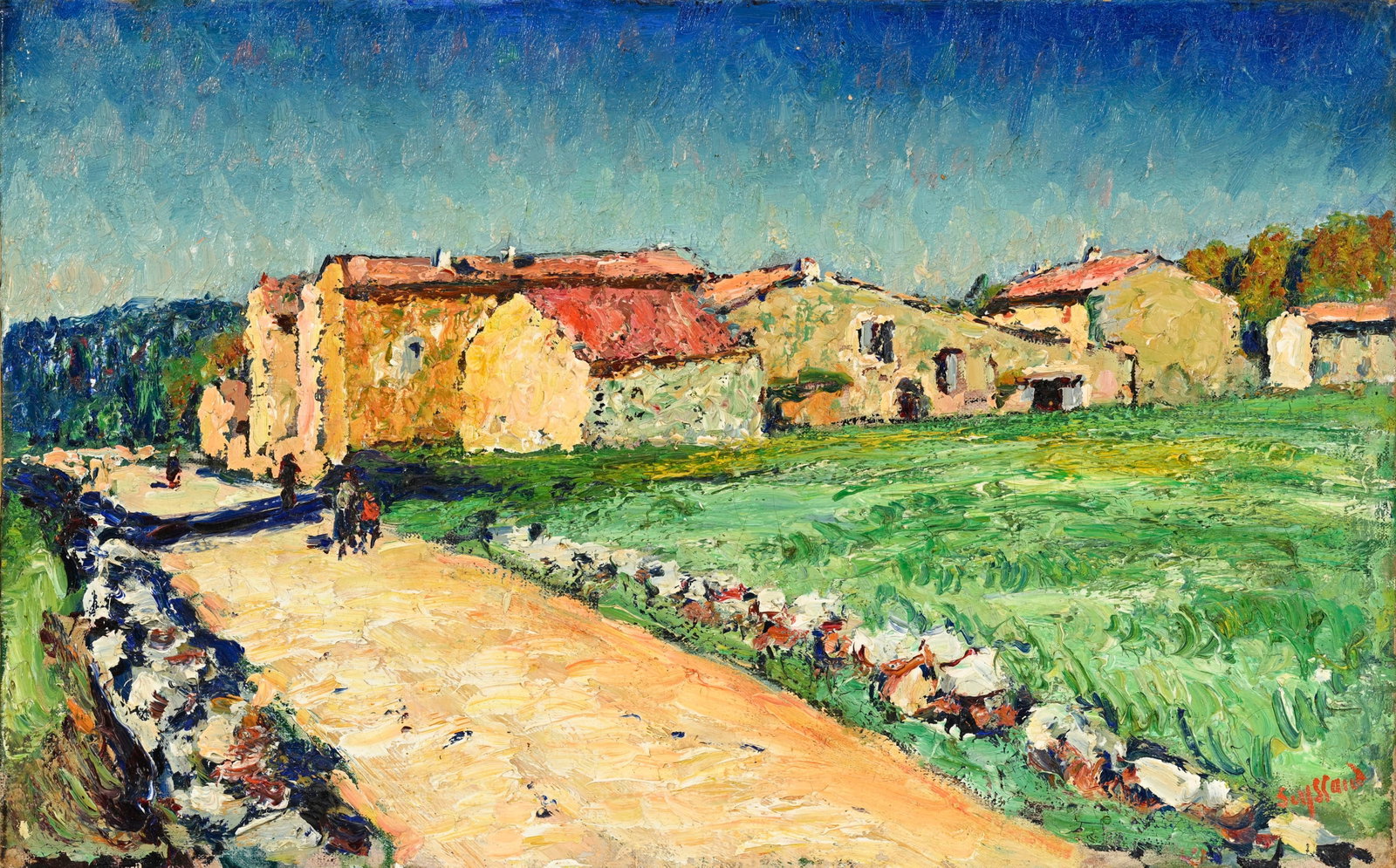 René Seyssaud (1867-1952), "Village en Provence", huile sur toile, signée, 38,5x61 cm Pro: René Seyssaud (1867-1952), "Village en Provence", huile sur toile, signée, 38,5x61 cm Provenance: Buffetaud-Godeau-Chambre-de Nicolay, Paris, 04.12.2002, lot no. 159
