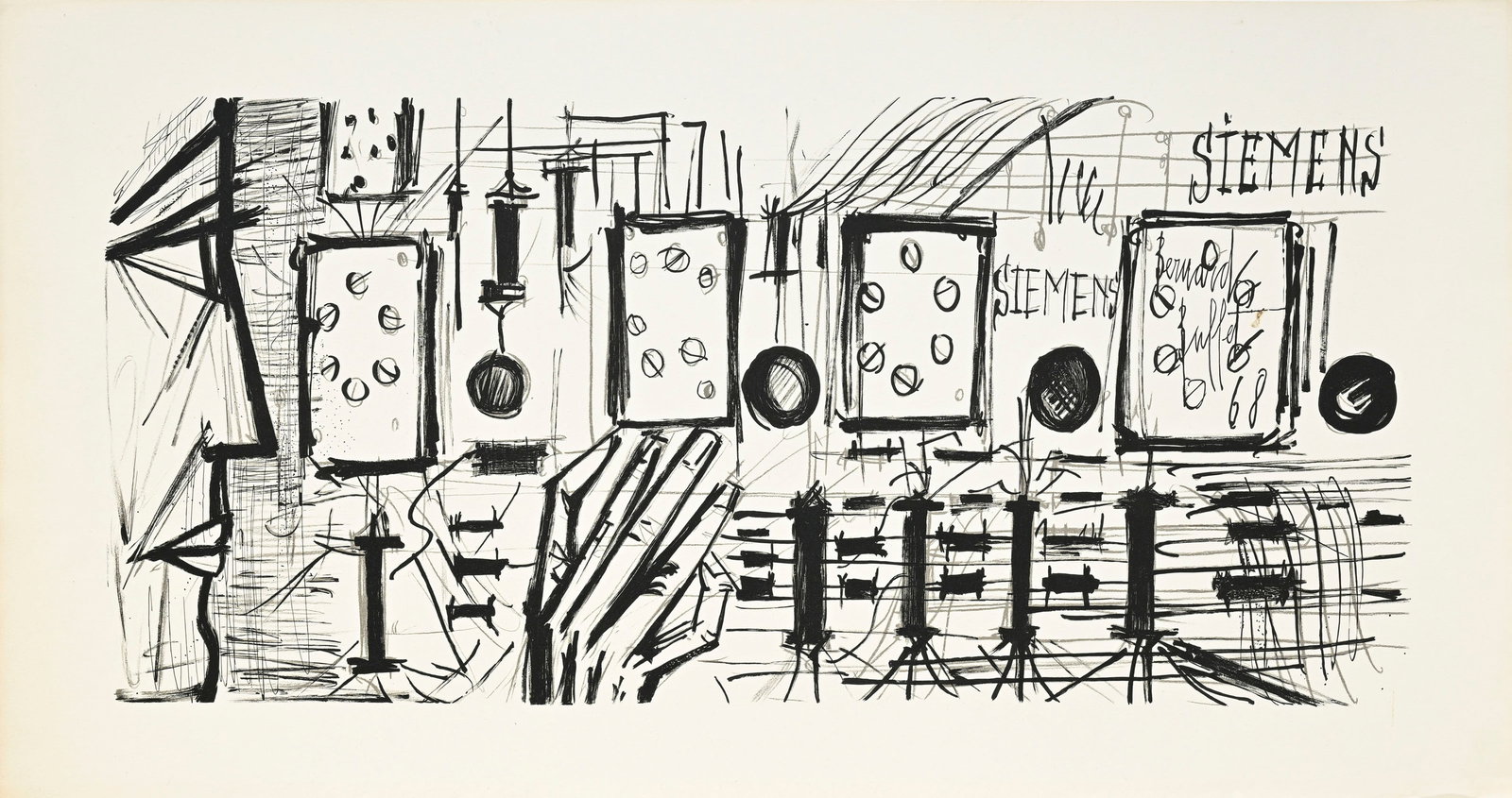 Bernard Buffet (1928-1999), d'après, "Siemens", 1968, ensemble de 4 lithographies en noir sign& (1 of 7)