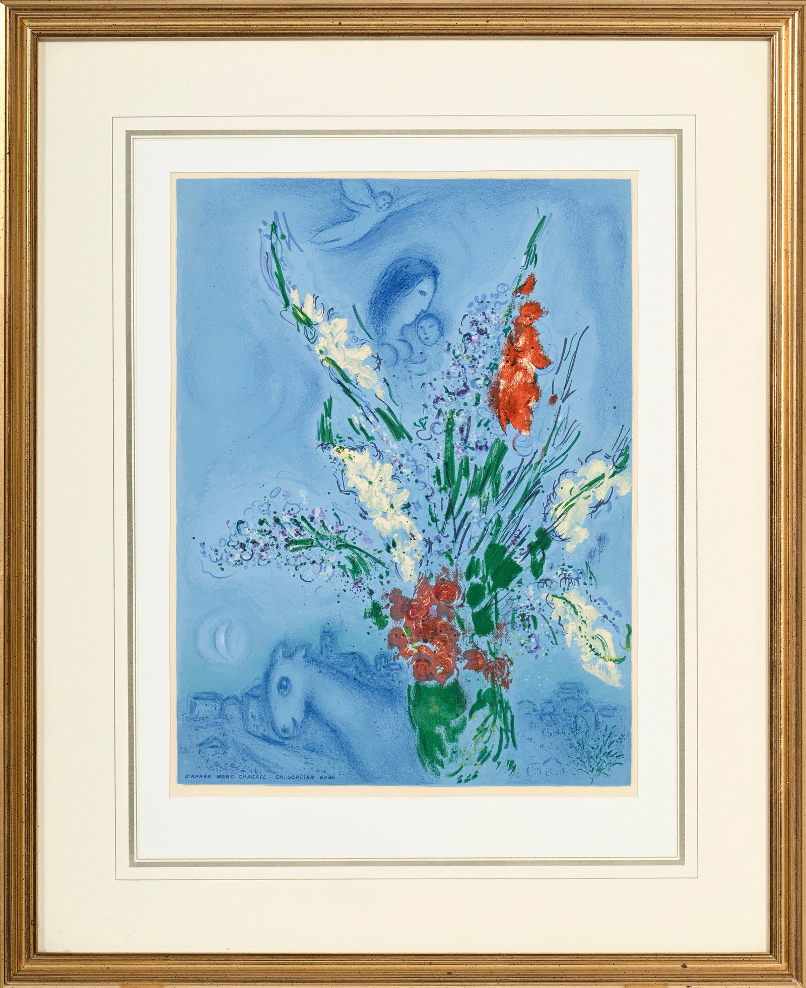 Marc Chagall (1887-1985), "Les glaïeuls", 1965, lithographie en couleurs, gravée par Ch. S - 2