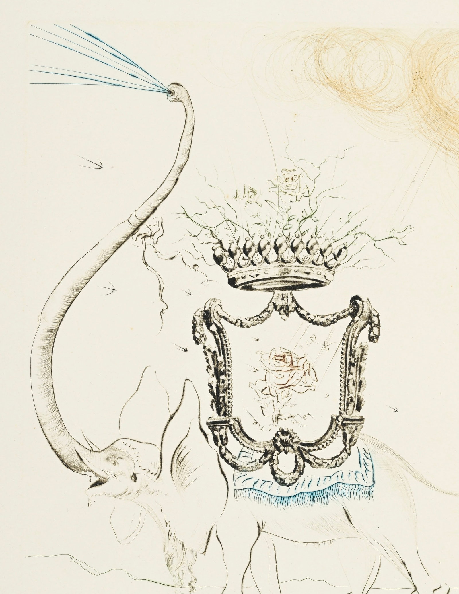 Salvador Dali (1904-1989), d'après, "Elephant Royale", eau forte en couleurs, signée et nu - 3