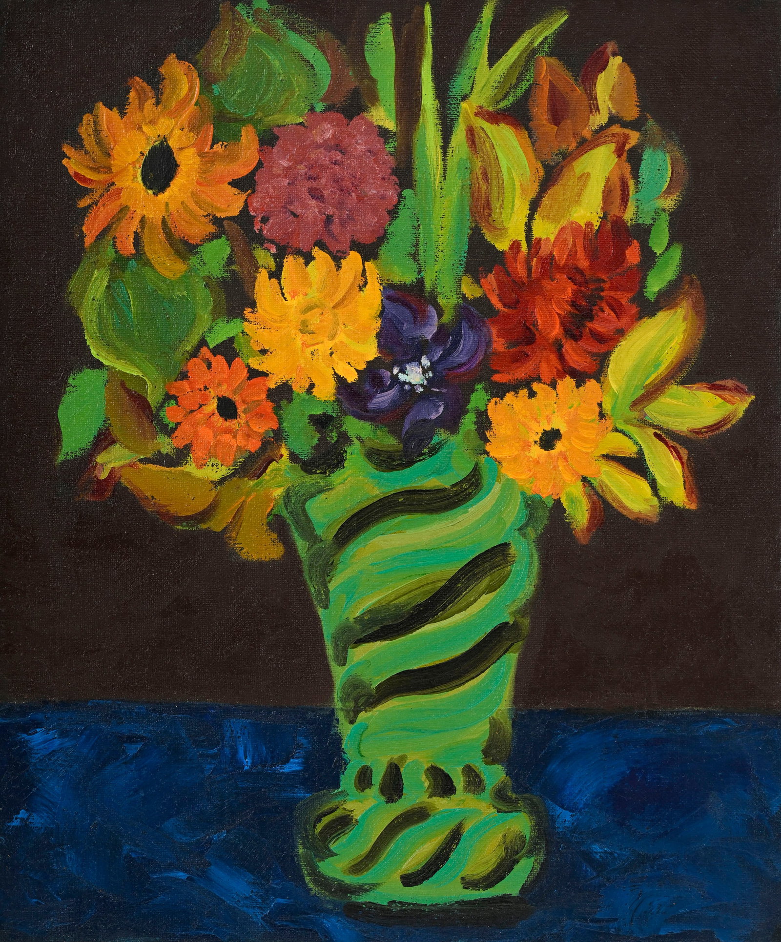Fernand Dubuis (1908-1991), Bouquet de fleurs, huile sur toile, tampon de l'atelier au verso, 65,5x5 (1 of 3)