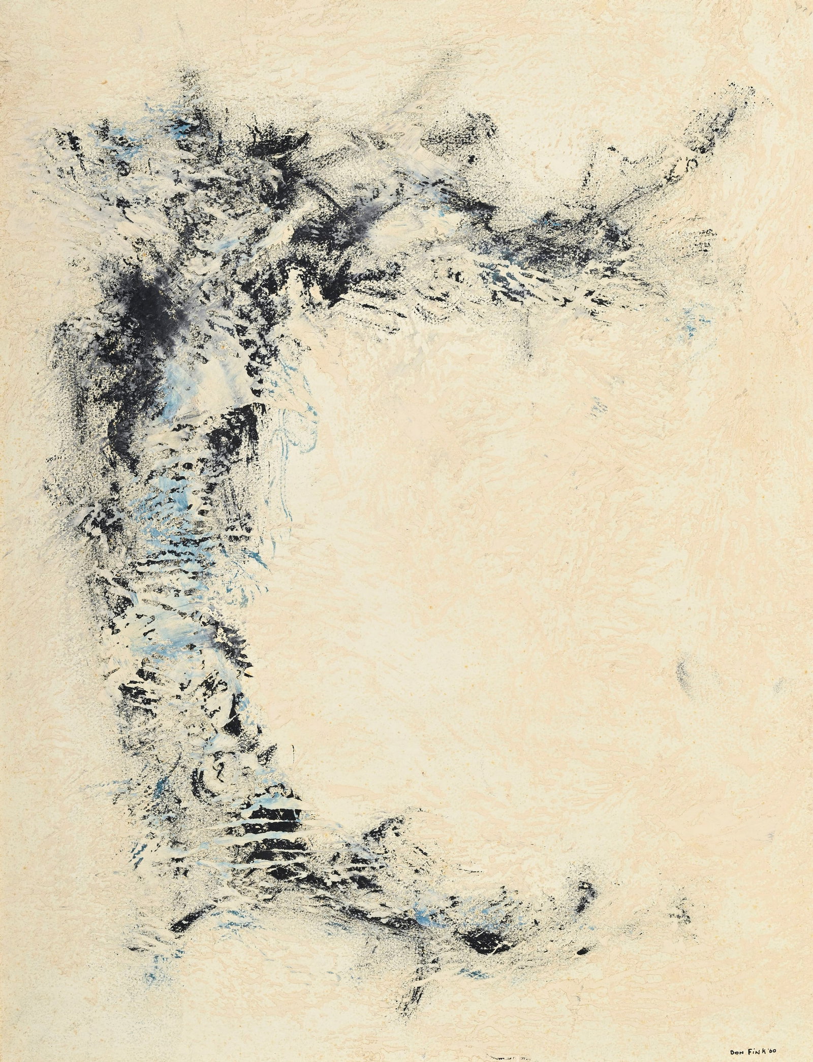 Don Fink (1923-2010), Composition abstraite, 1960, huile sur papier marouflée sur toile, sign&#: Don Fink (1923-2010), Composition abstraite, 1960, huile sur papier marouflée sur toile, signée et datée, 65x50 cm