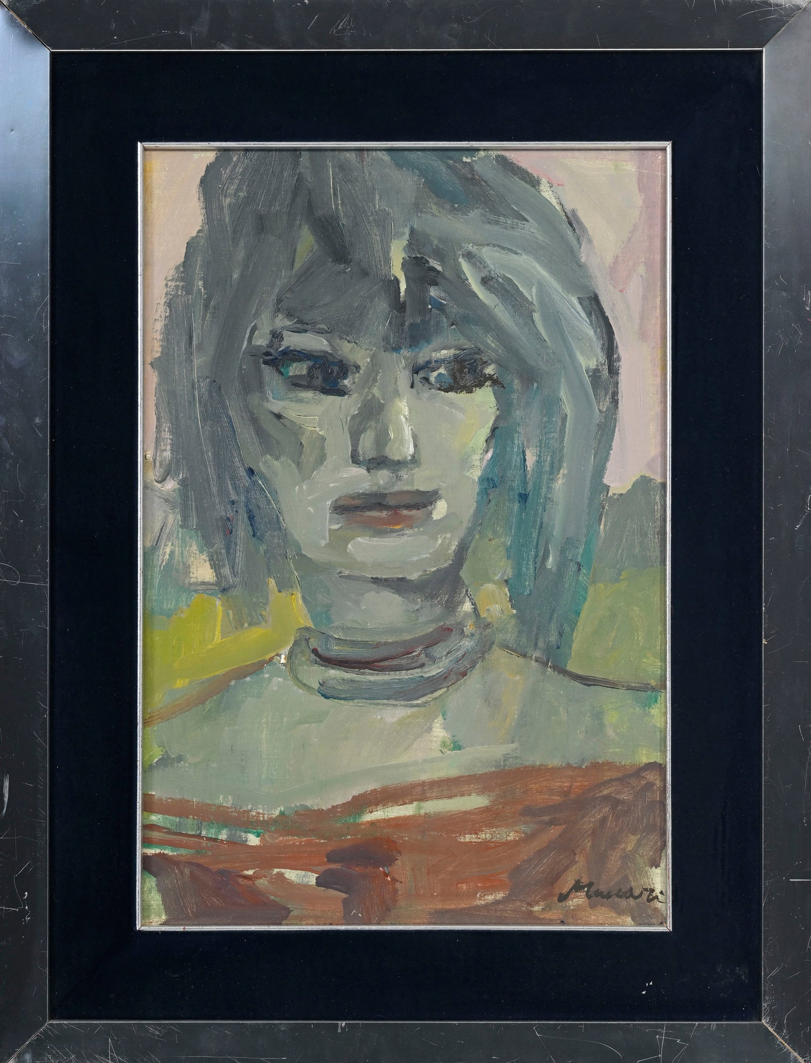 Mino Maccari (1898-1989), Portrait d'une jeune femme, huile sur carton entoilé, signée, 48 - 2