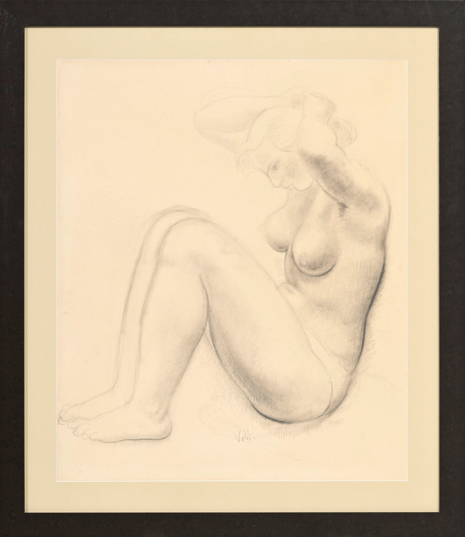 Antoniucci Voltigerno dit Volti (1915-1989), Femme nue assise, crayon sur papier, signé, 60x49, - 2