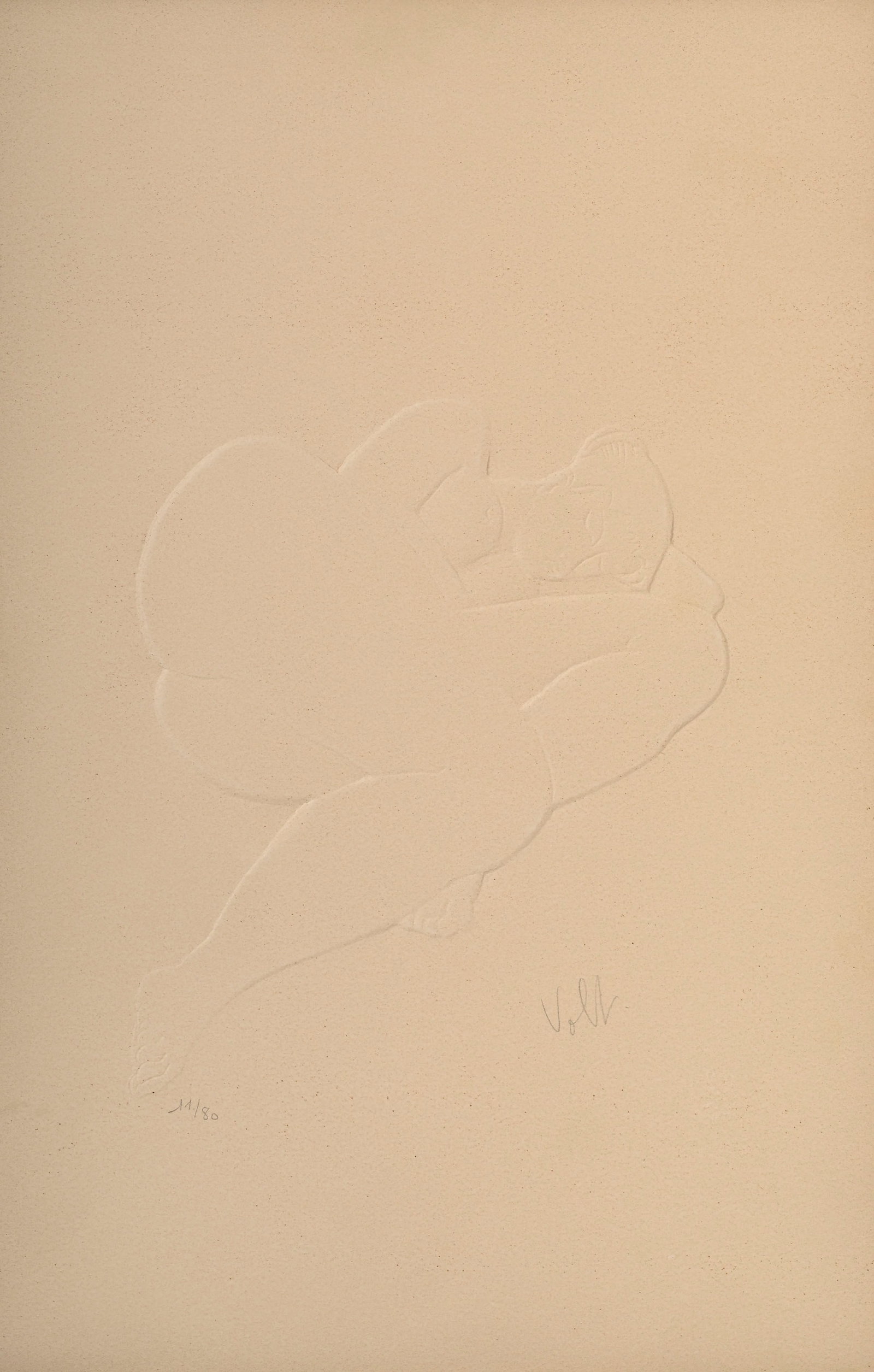 Antoniucci Voltigerno dit Volti (1915-1989), d'après, Nu couché, gaufrage sur papier, sign (1 of 6)