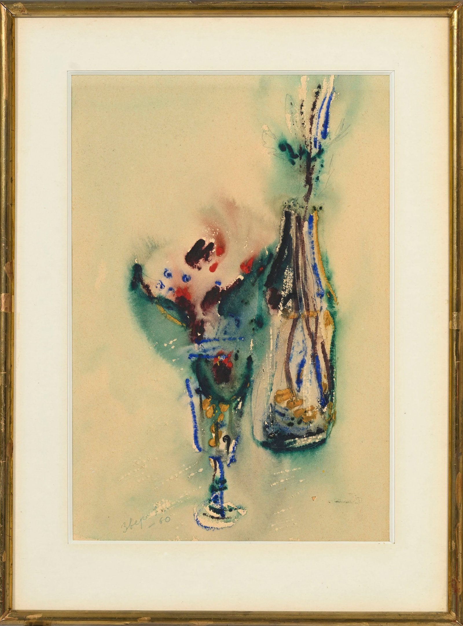 Anatolij Timofeevic Zverev (1931-1986), "Bouteille au verre", 1960, aquarelle et gouache sur papier, - 2