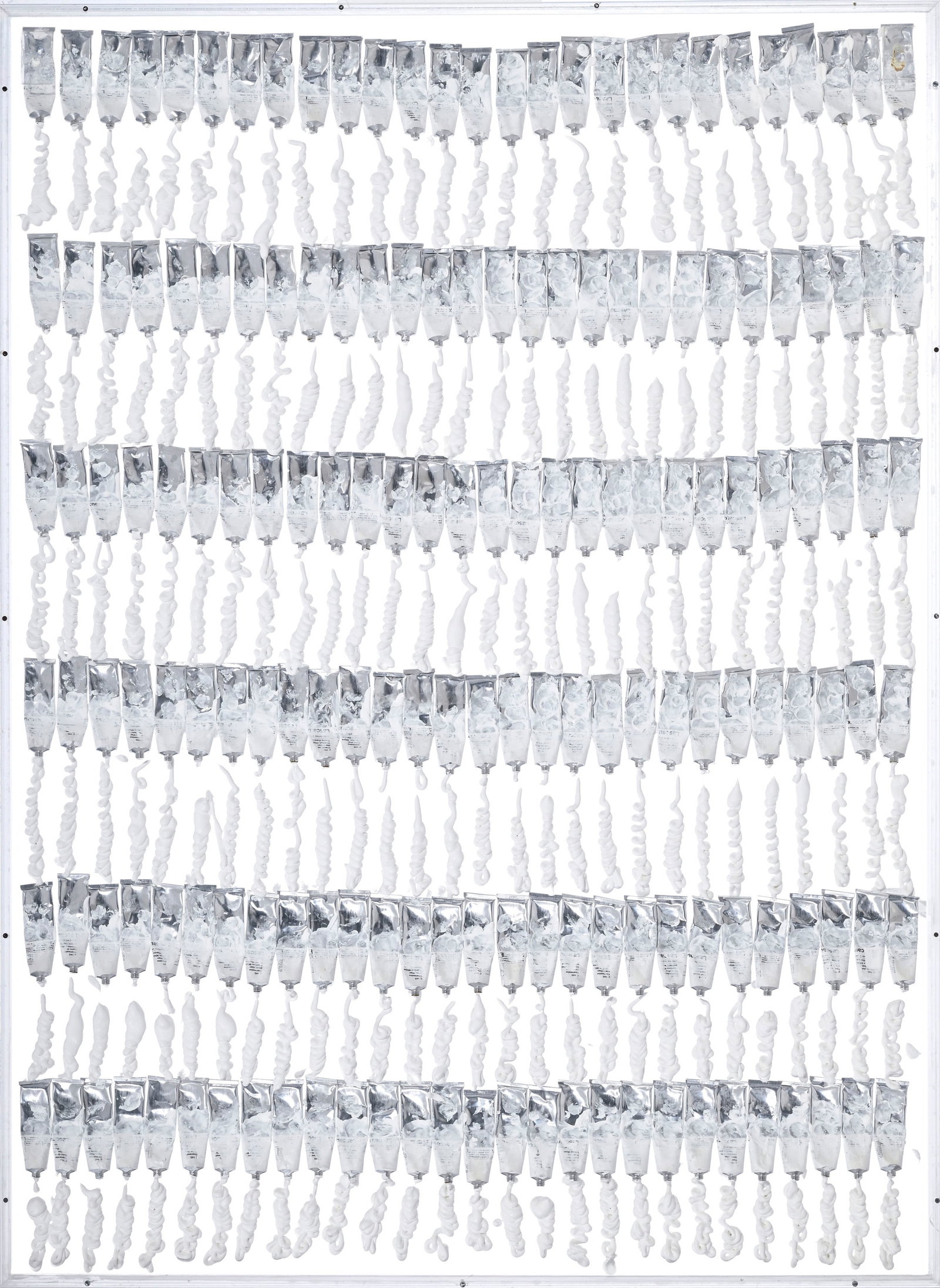 Arman (1928-2005), "Puristic Monochrome", 1990, tableau volume, accumulation de tubes de peinture bl - 2