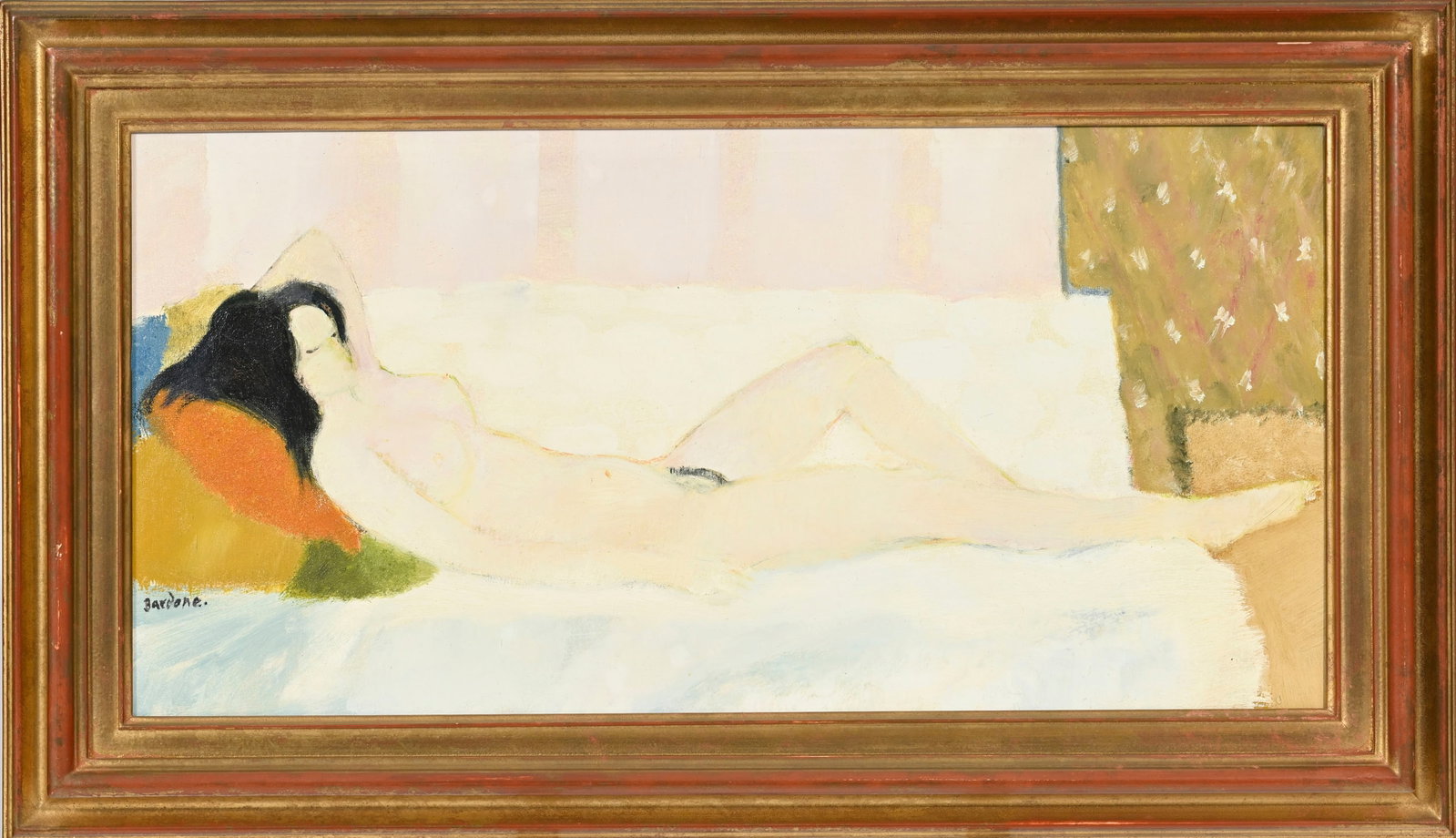 Guy Bardone (1927-2015), "Le repos de Joelle", 1978-1980, huile sur toile, signée, contresign&# - 2