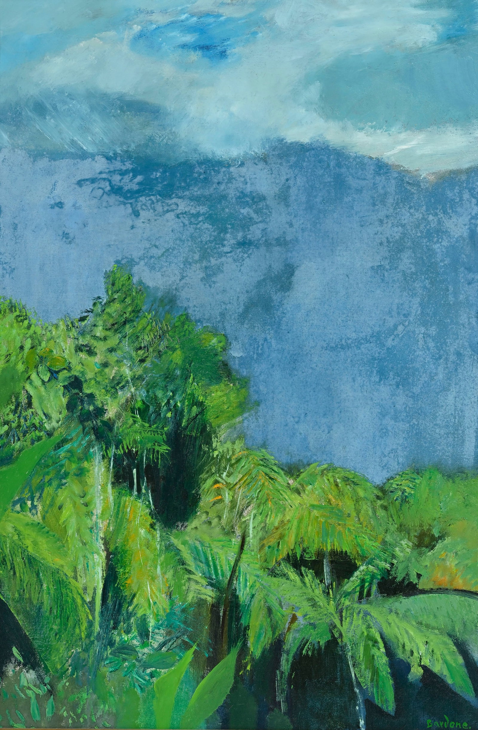 Guy Bardone (1927-2015), Forêt tropicale, huile sur toile, signée, 81x54 cm: Guy Bardone (1927-2015), Forêt tropicale, huile sur toile, signée, 81x54 cm