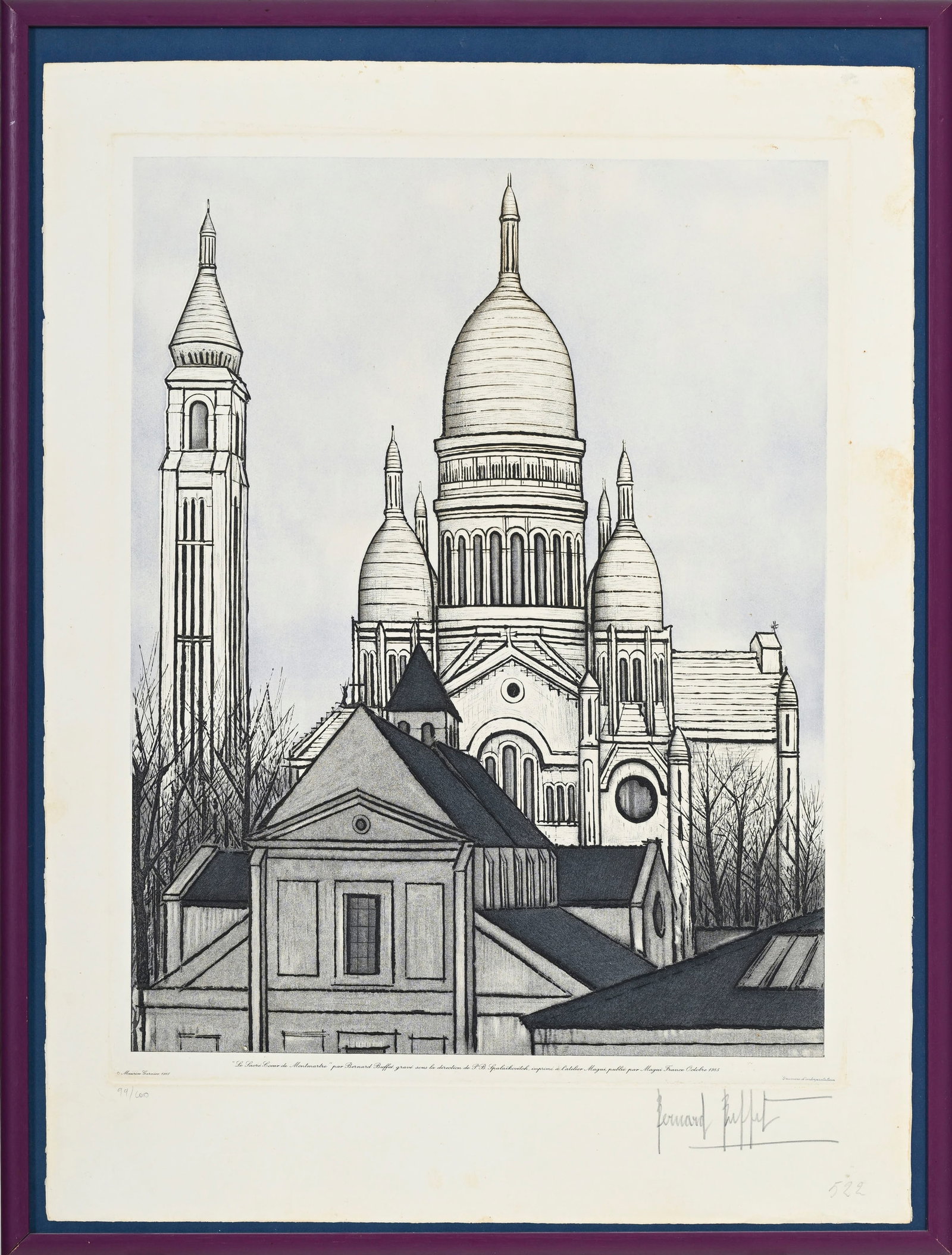 Bernard Buffet (1928-1999), d'après, "Le Sacré-Cœur", 1985, gravure, signée et n - 2