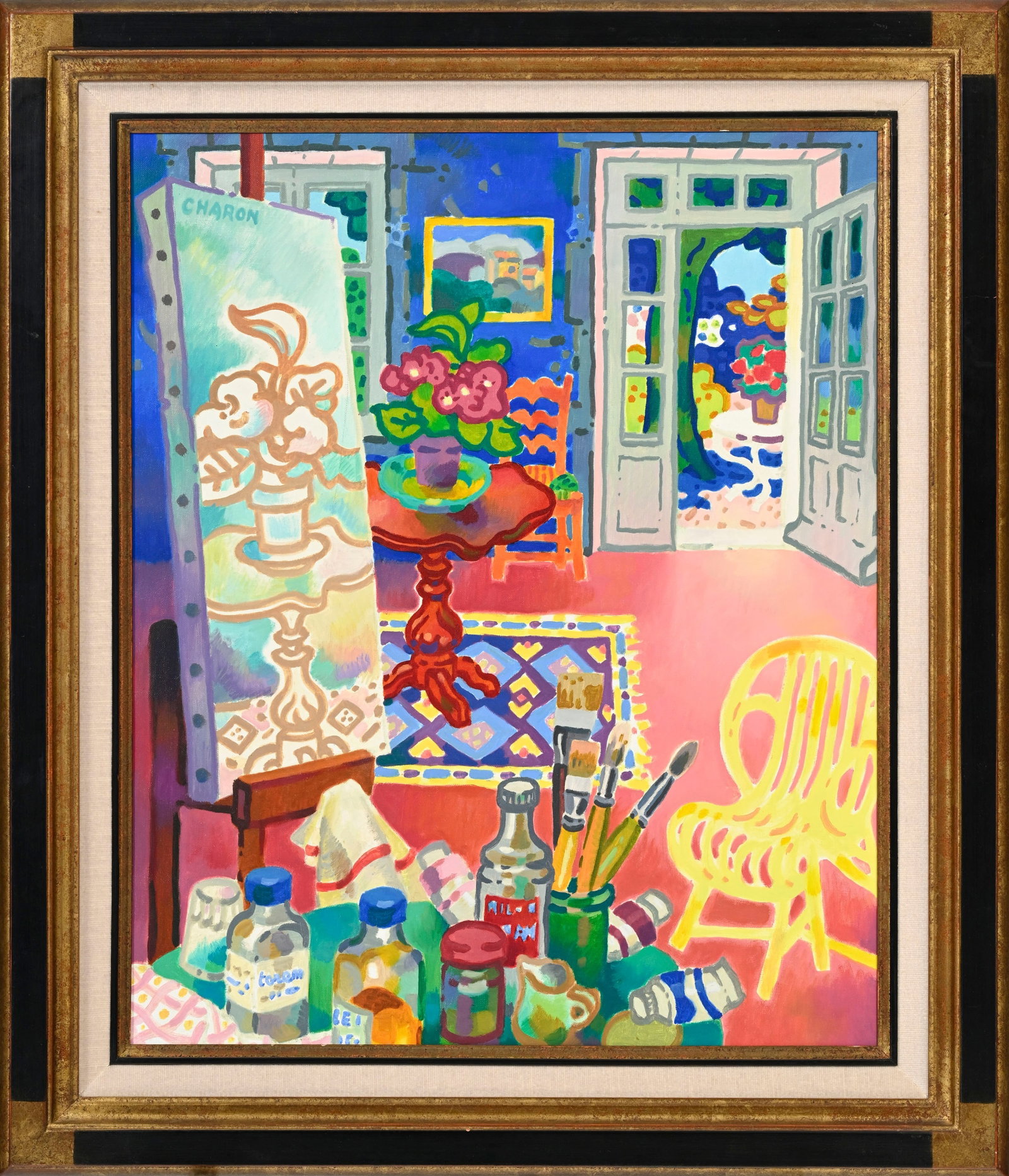 Guy Charon (1927-2021), "Près du chevalet", huile sur toile, signée, 73,5x60,5 cm - 2