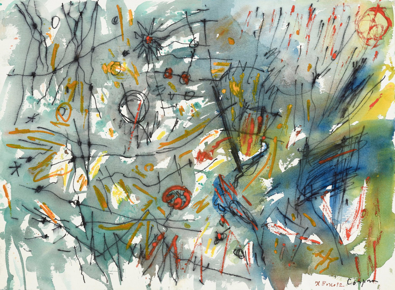 Antonio Corpora (1909-2004), suite de 5 aquarelles sur papier, signées et datées, 3 titr&# - 5