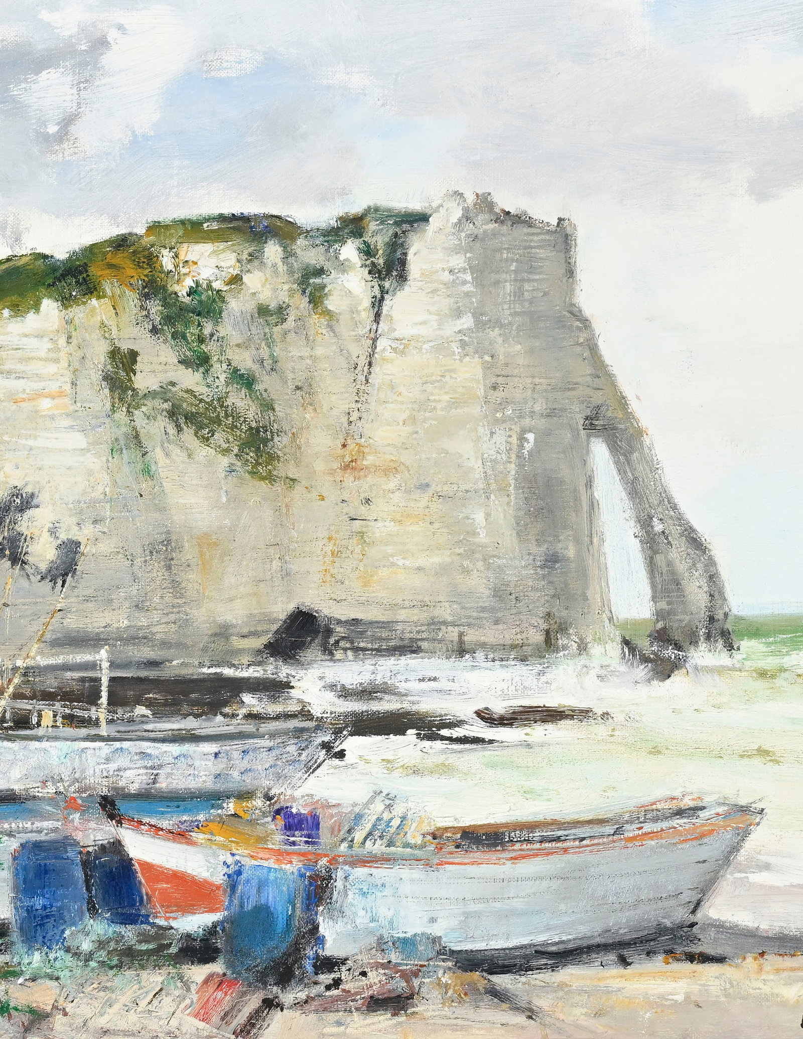 Marcel Cramoysan (1915-2007), "Marine à Etretat", huile sur toile, signée, contresigné - 3