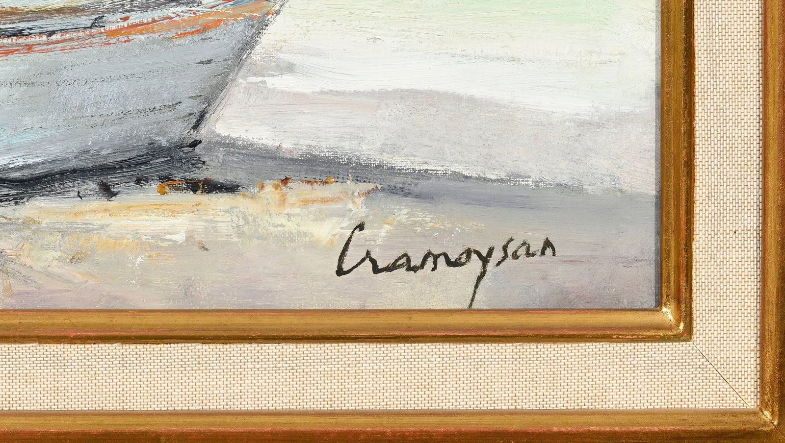Marcel Cramoysan (1915-2007), "Marine à Etretat", huile sur toile, signée, contresigné - 4