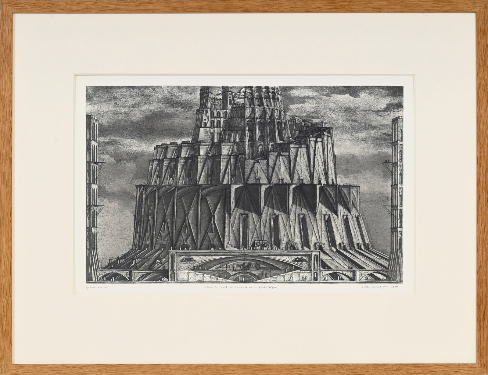 Erik Desmazières (1948), d'après, "La Tour de Babel ou l'entrée de la bibliothèq - 2