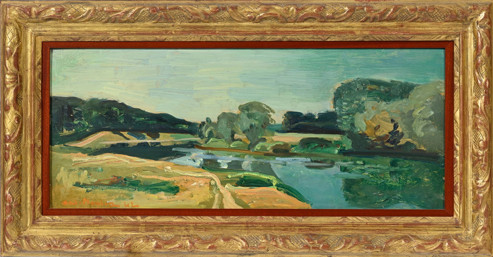 André Planson (1898-1981), "Marne verte", 1942, huile sur carton, signée et datée, 23 - 2